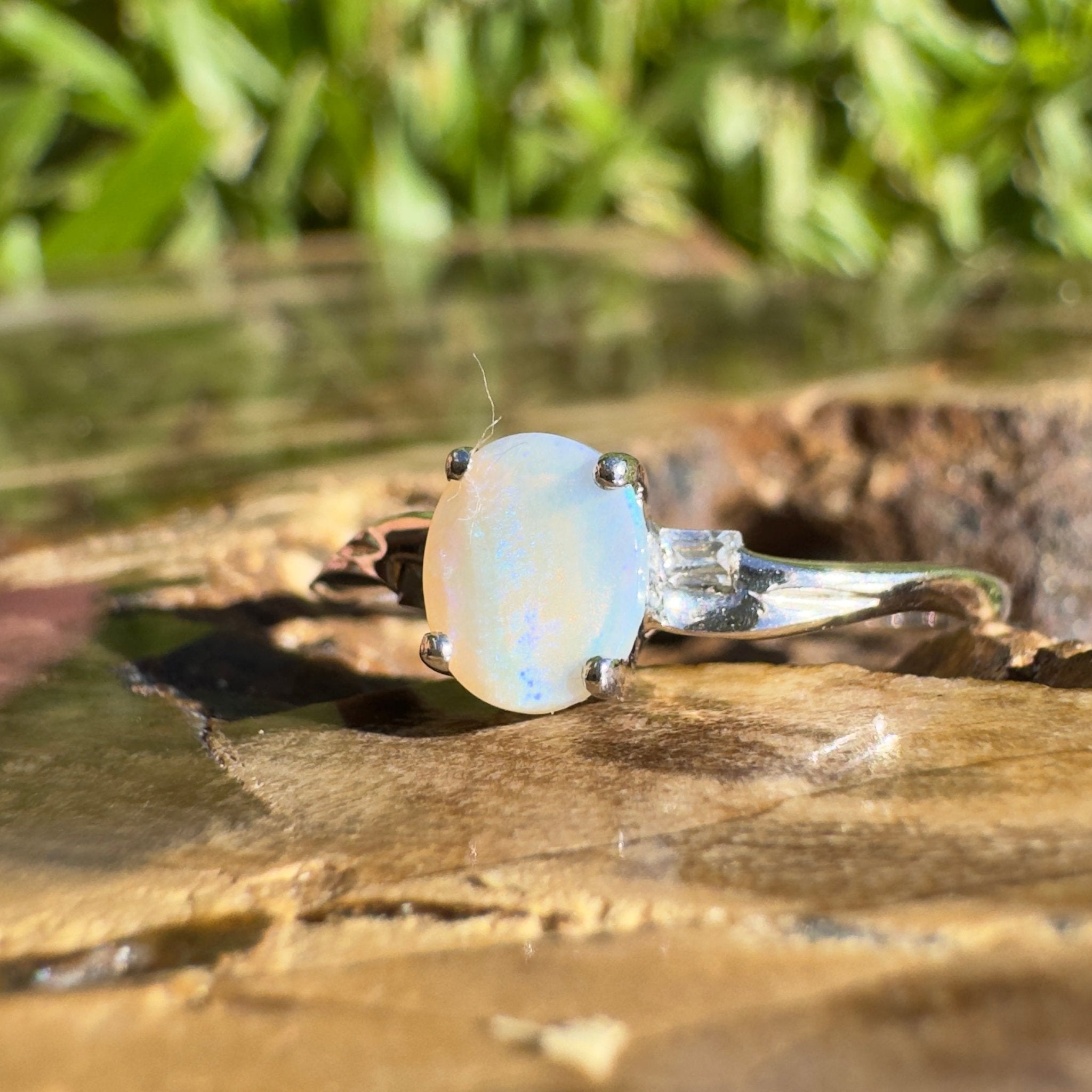Mornington Gleam ~ 0.5ct Solid Coober Pedy Opal 925 Silver Ring