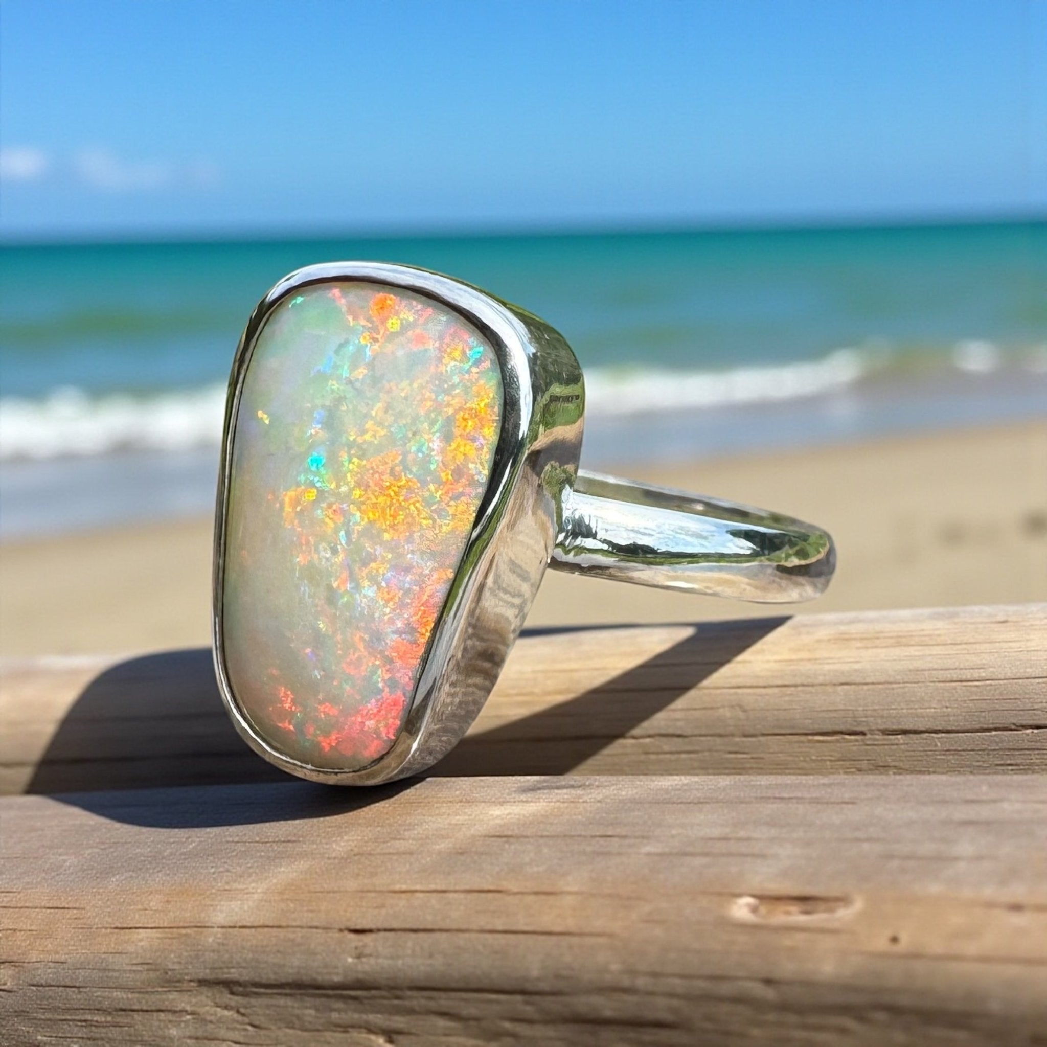 Murchison Rise ~ 6.5ct Solid Coober Pedy Opal 925 Silver Ring