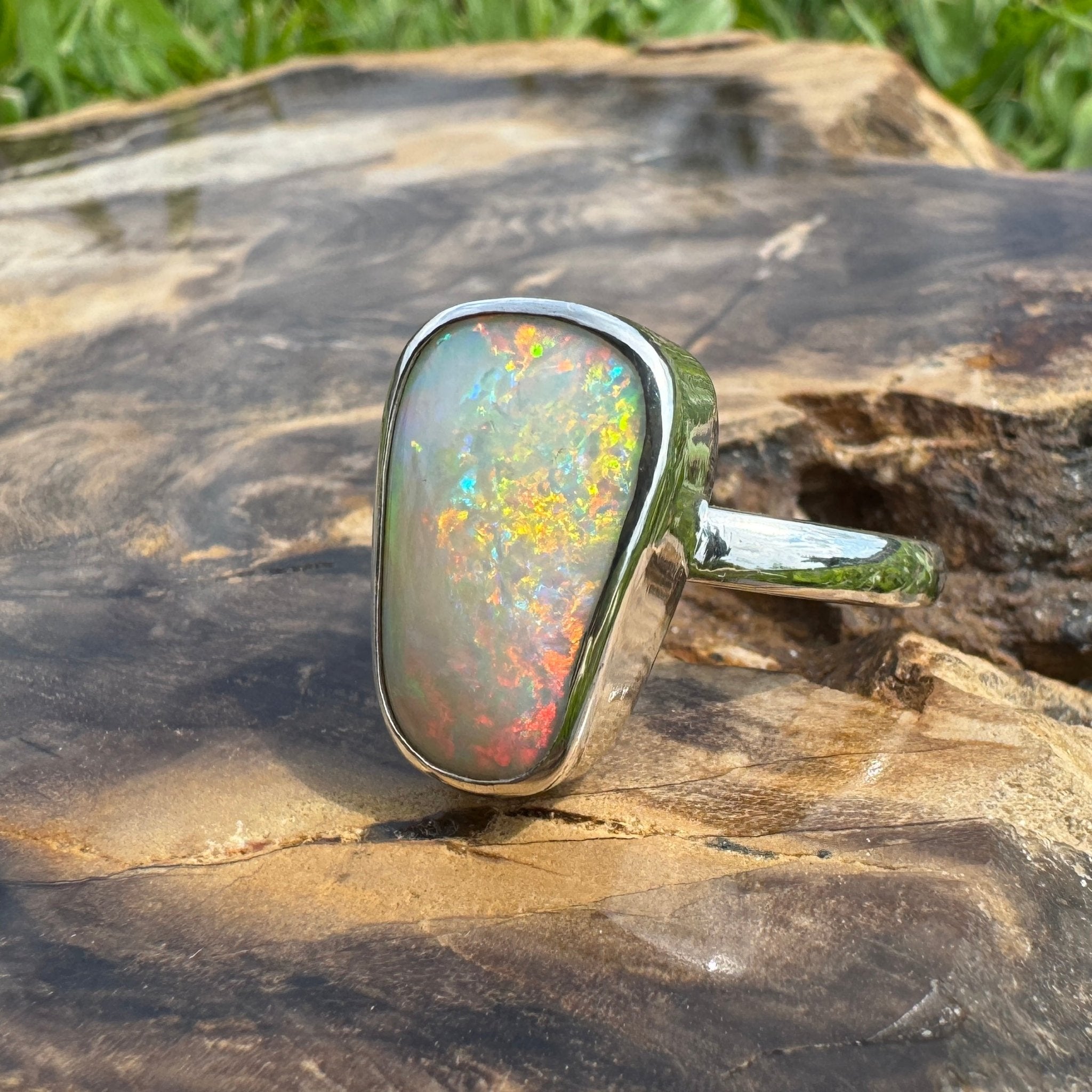 Murchison Rise ~ 6.5ct Solid Coober Pedy Opal 925 Silver Ring