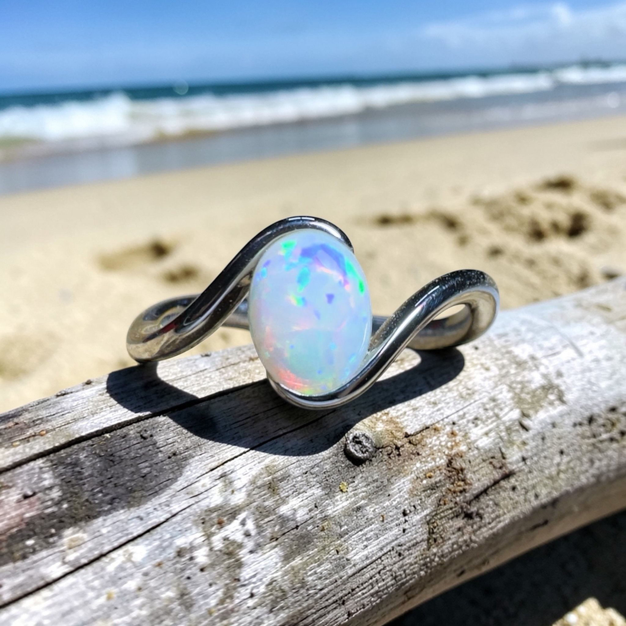 Narooma Radiance - 0.7ct Solid Coober Pedy Opal 925 Silver Ring