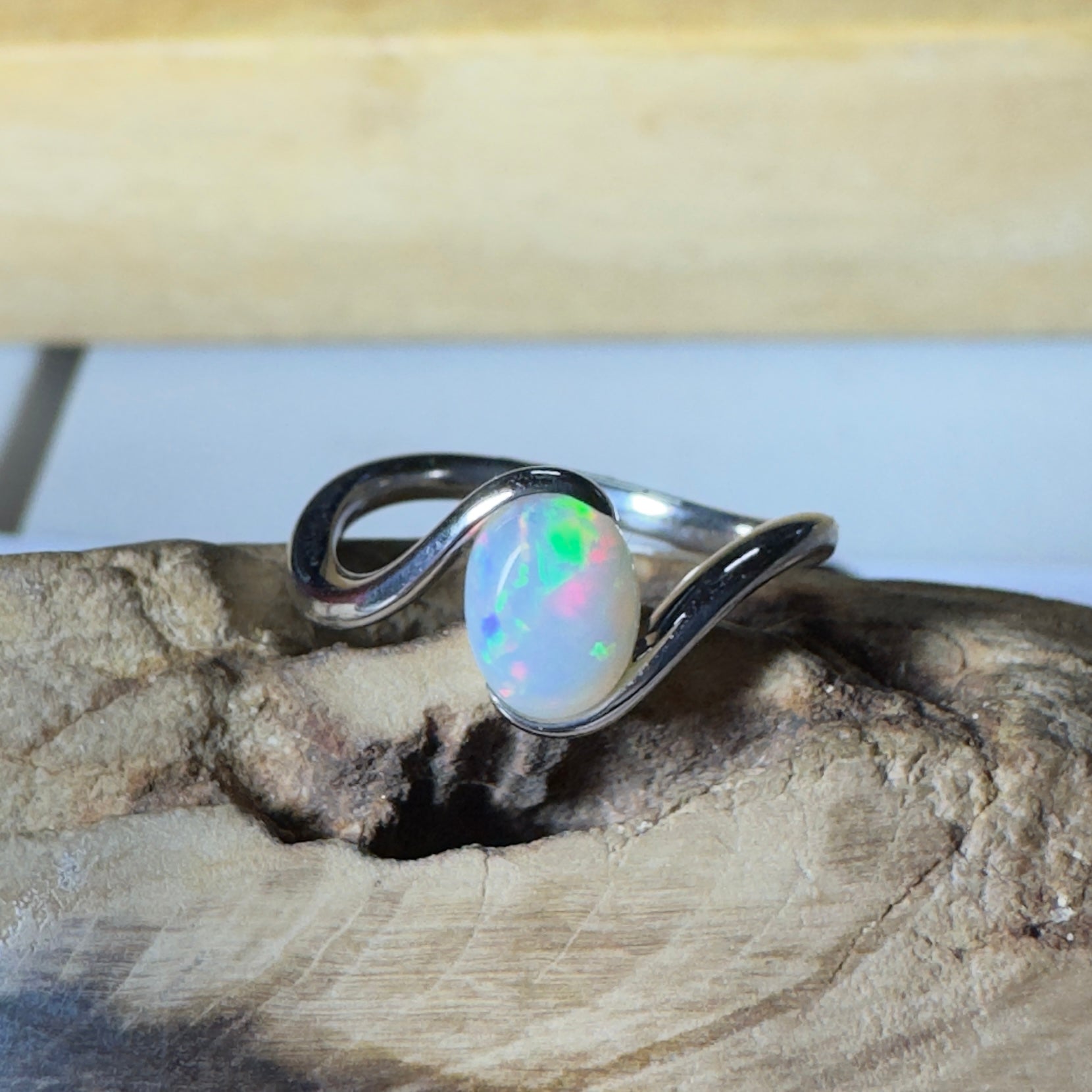 Narooma Radiance - 0.7ct Solid Coober Pedy Opal 925 Silver Ring