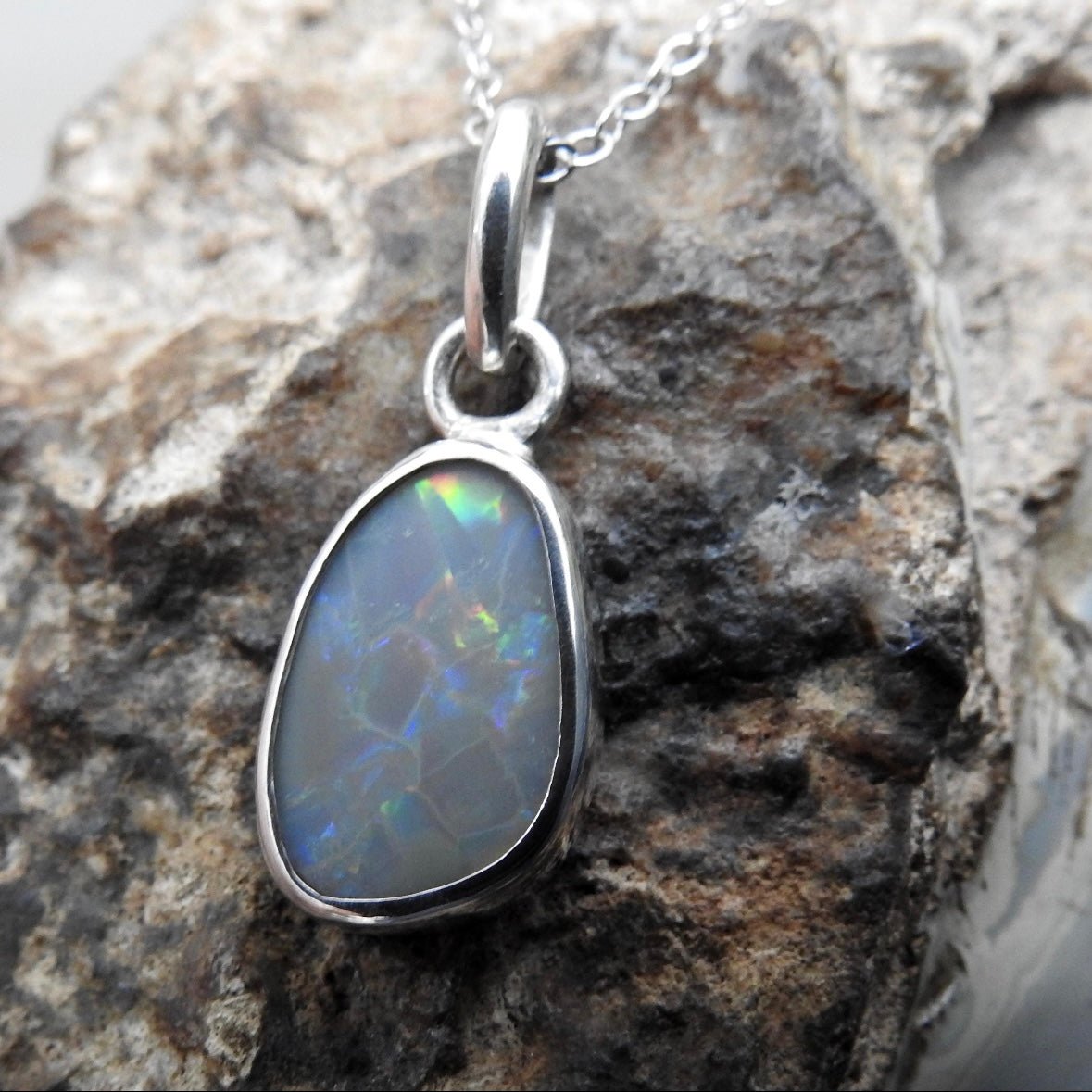Narran Creek Shine ~ 1.5ct Lightning Ridge Opal 925 Silver Pendant