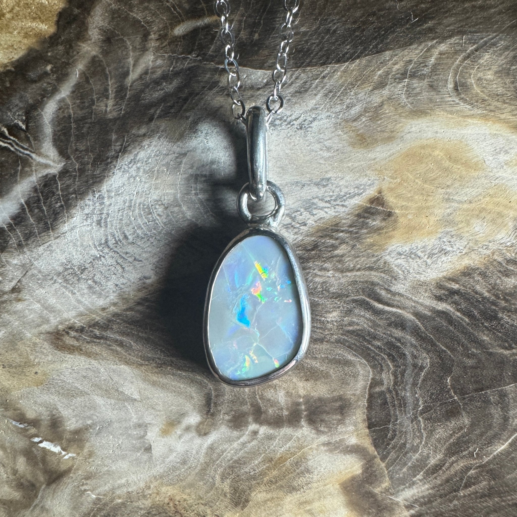 Narran Creek Shine ~ 1.5ct Lightning Ridge Opal 925 Silver Pendant