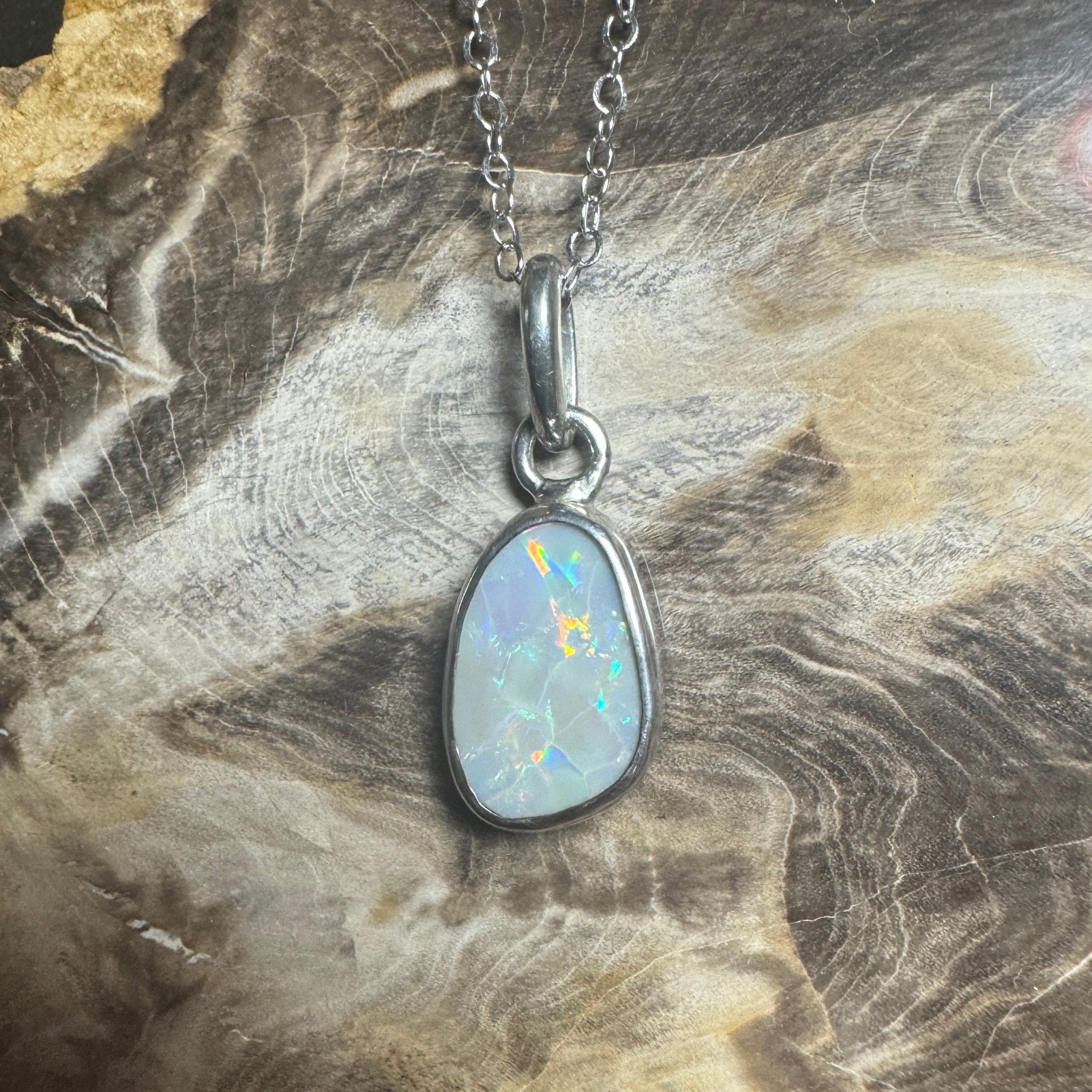 Narran Creek Shine ~ 1.5ct Lightning Ridge Opal 925 Silver Pendant