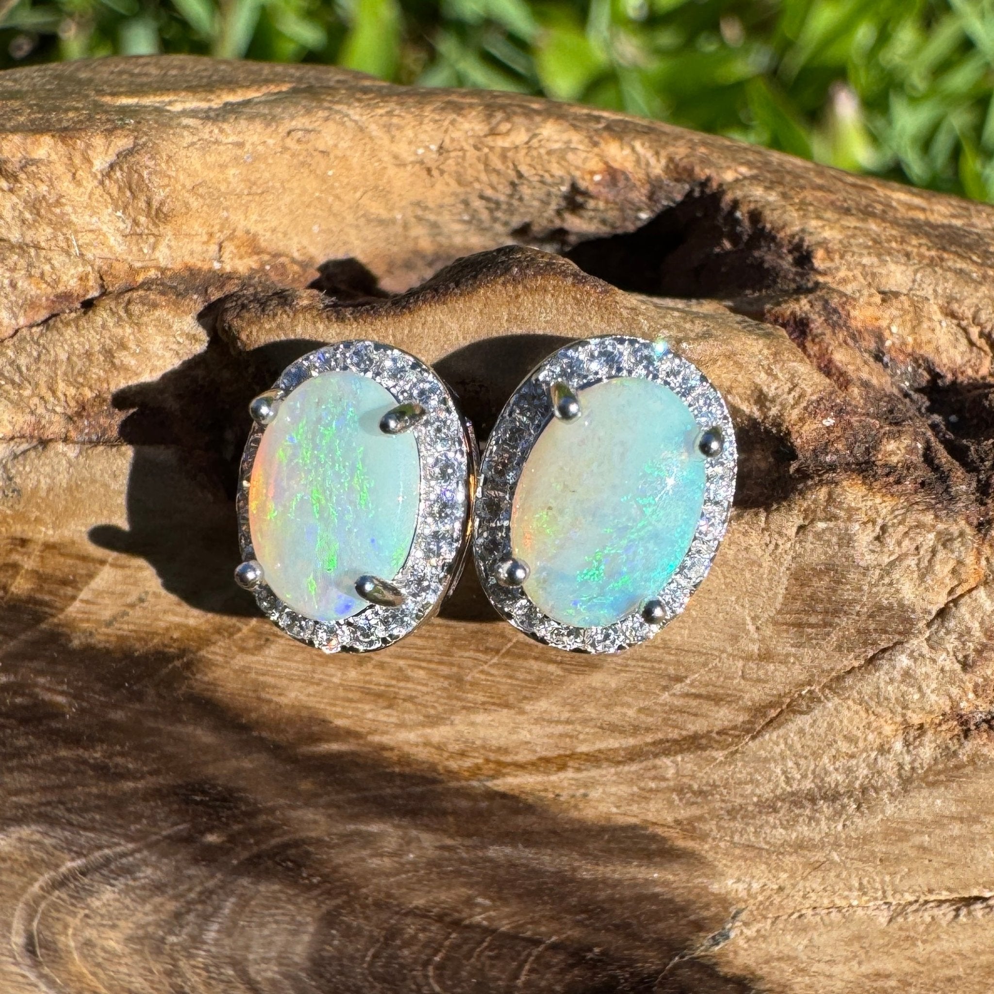 Nelson Bay Sea Foam ~ 1.4ct Solid Lightning Ridge Opal Earrings