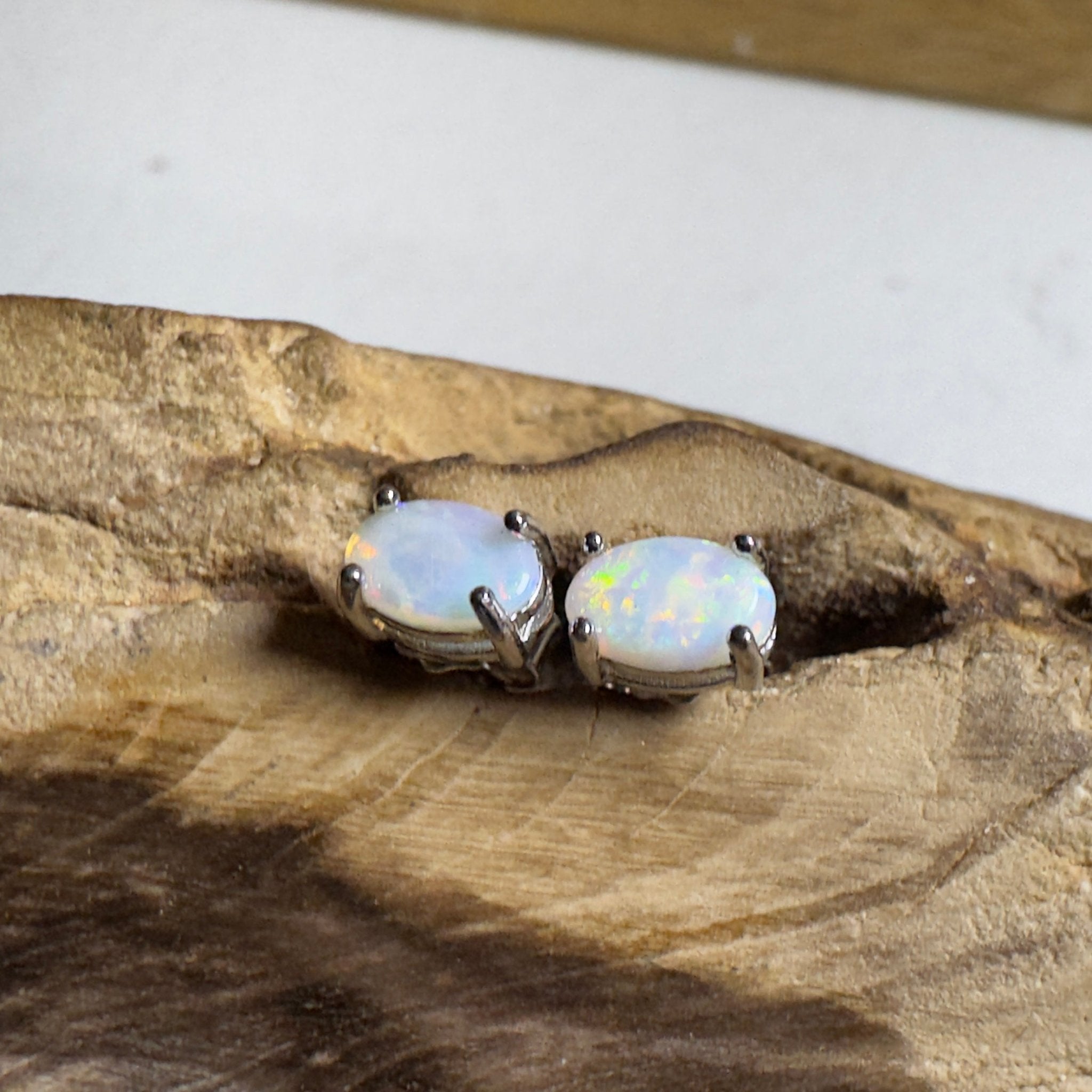 Neon Mirage ~ 0.6ct Coober Pedy Opal Sterling Silver Earrings