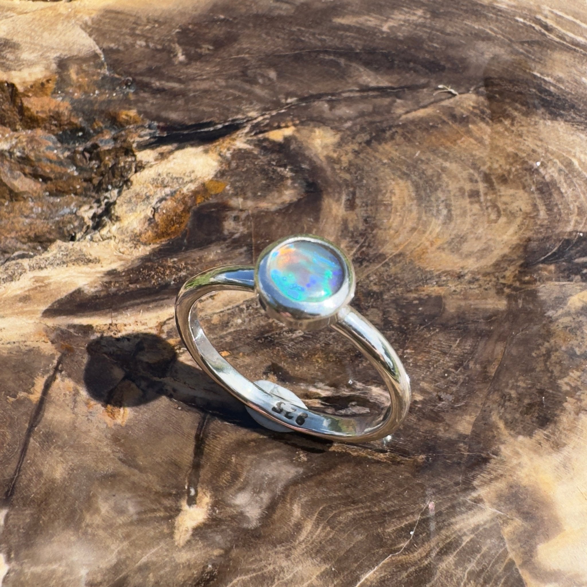 Ningaloo After Dark – 0.4ct Solid Lightning Ridge Dark Crystal Opal 925 Sterling Silver Ring