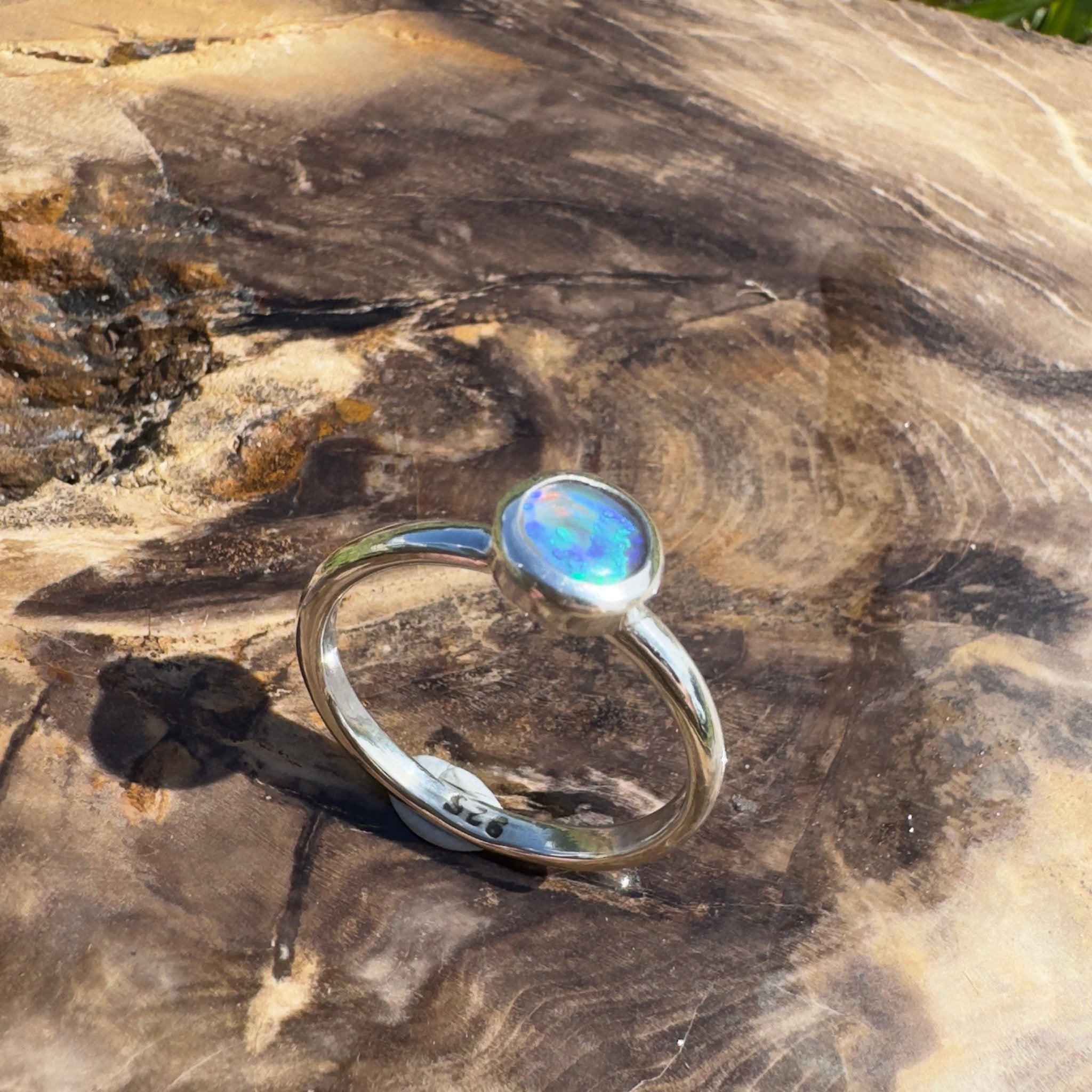 Ningaloo After Dark – 0.4ct Solid Lightning Ridge Dark Crystal Opal 925 Sterling Silver Ring