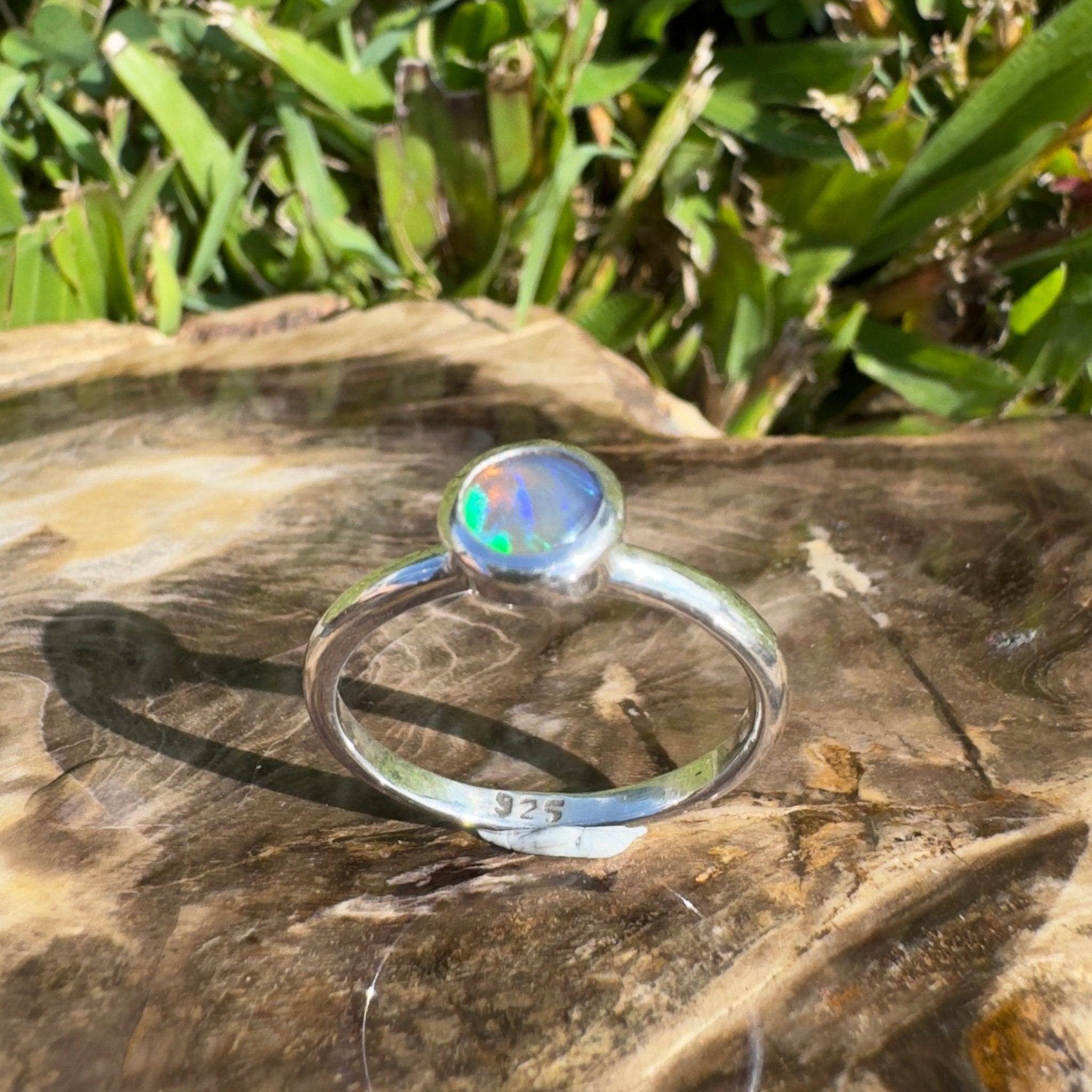 Ningaloo After Dark – 0.4ct Solid Lightning Ridge Dark Crystal Opal 925 Sterling Silver Ring