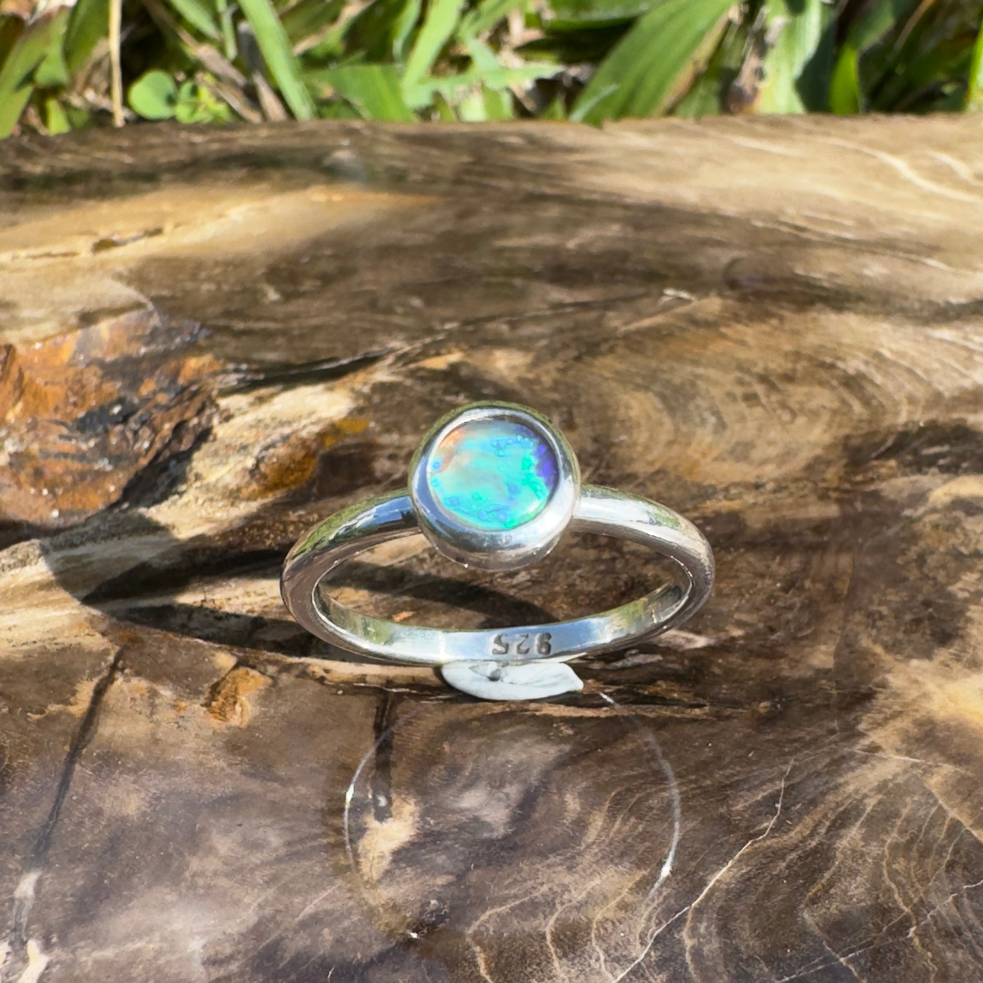 Ningaloo After Dark – 0.4ct Solid Lightning Ridge Dark Crystal Opal 925 Sterling Silver Ring