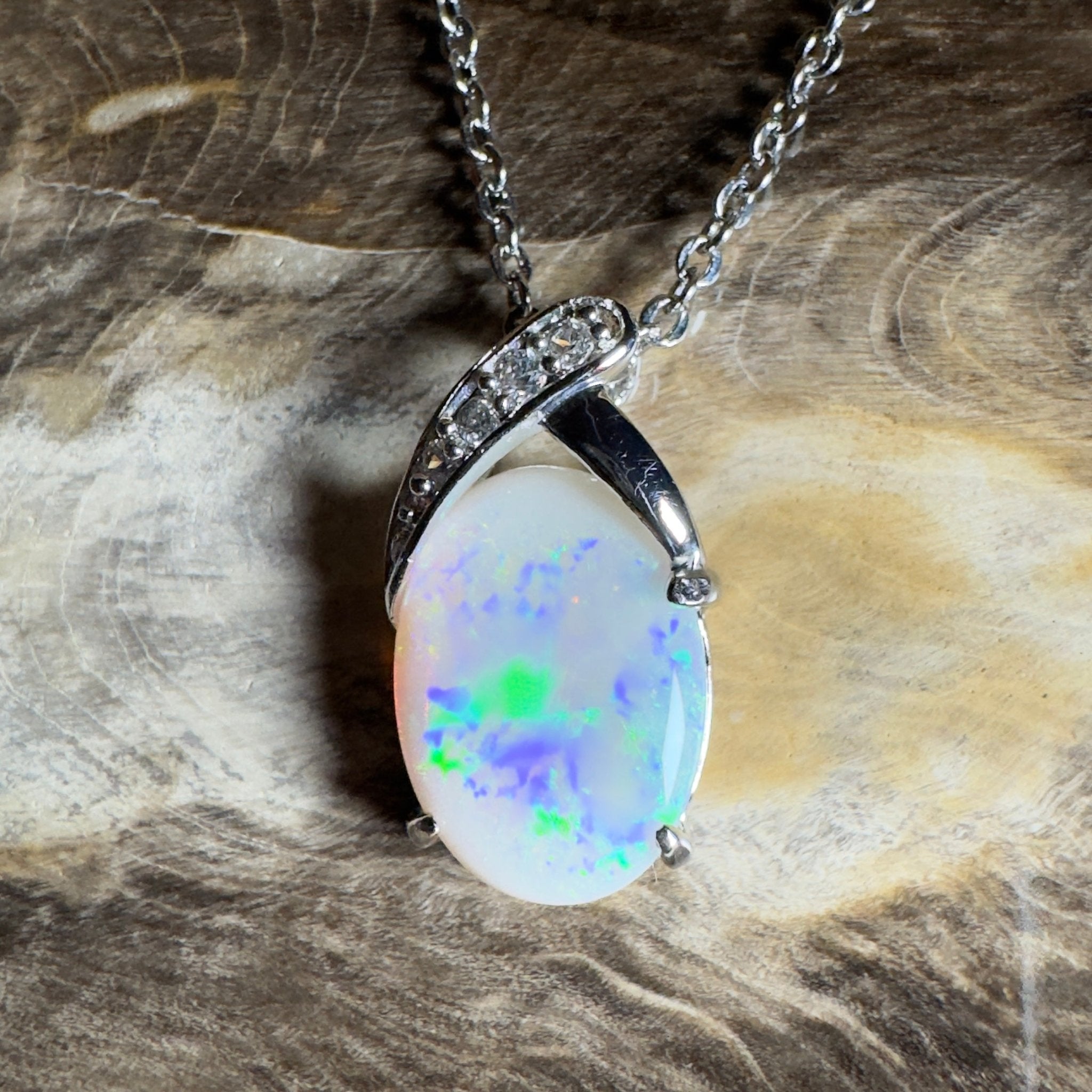 Ningaloo Reef Glow ~3ct Coober Pedy Opal 925 Silver Pendant