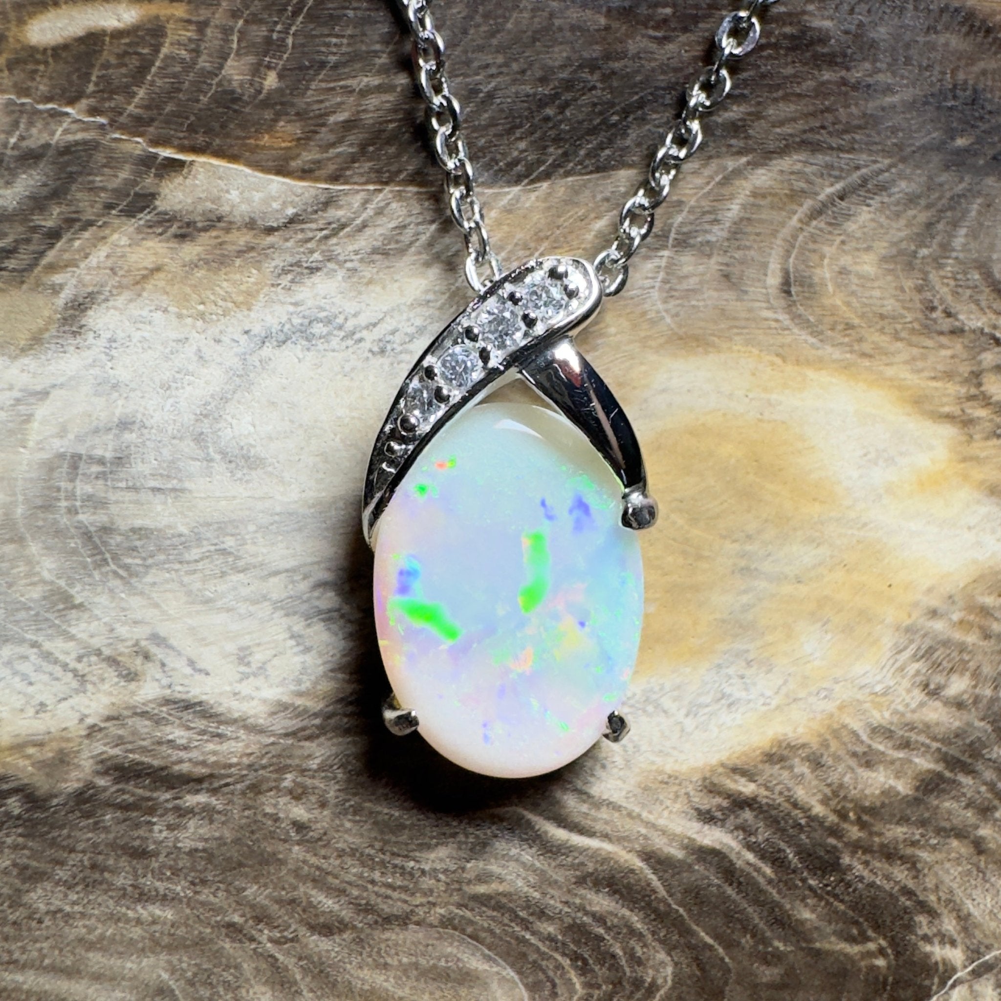 Ningaloo Reef Glow ~3ct Coober Pedy Opal 925 Silver Pendant