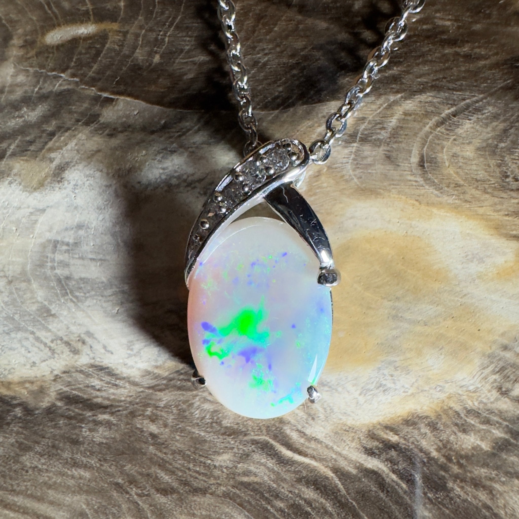 Ningaloo Reef Glow ~3ct Coober Pedy Opal 925 Silver Pendant
