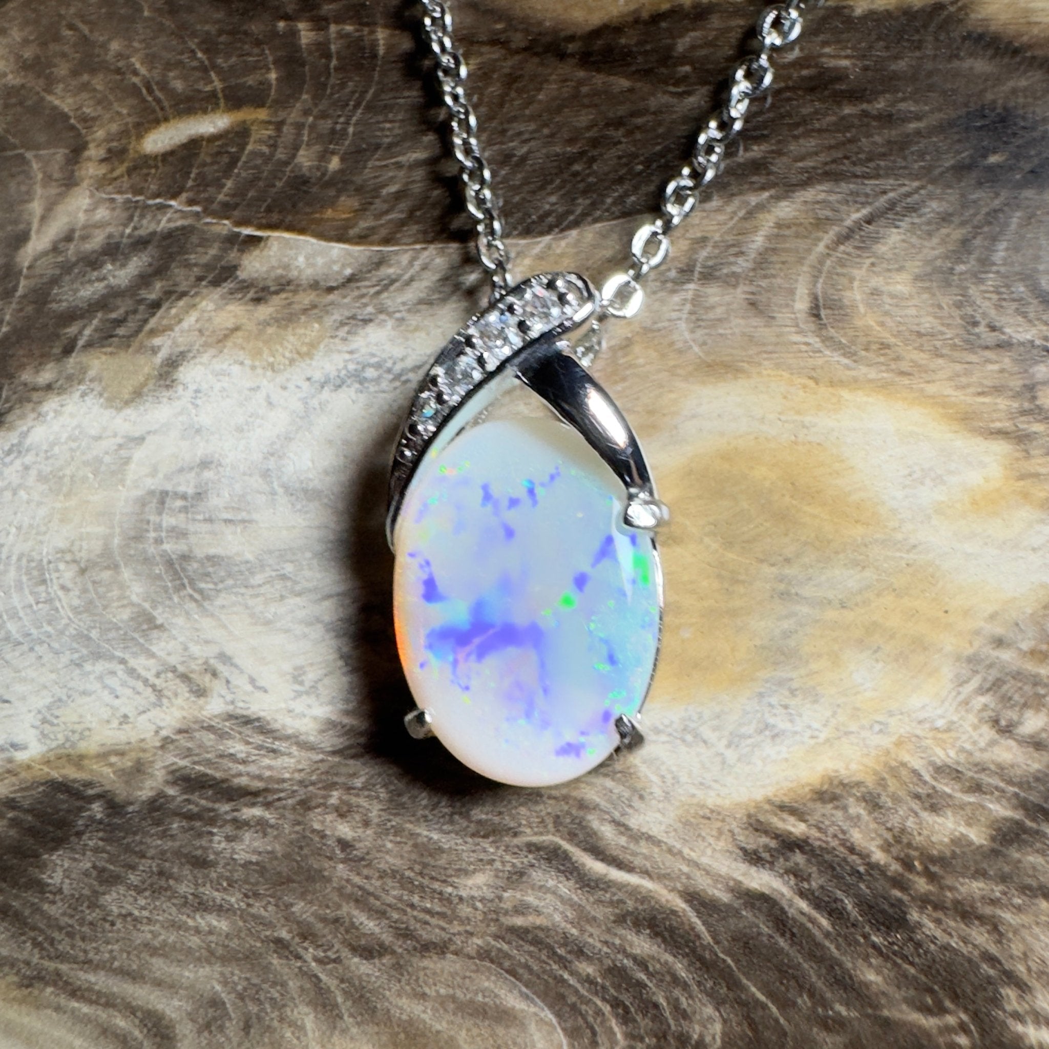 Ningaloo Reef Glow ~3ct Coober Pedy Opal 925 Silver Pendant