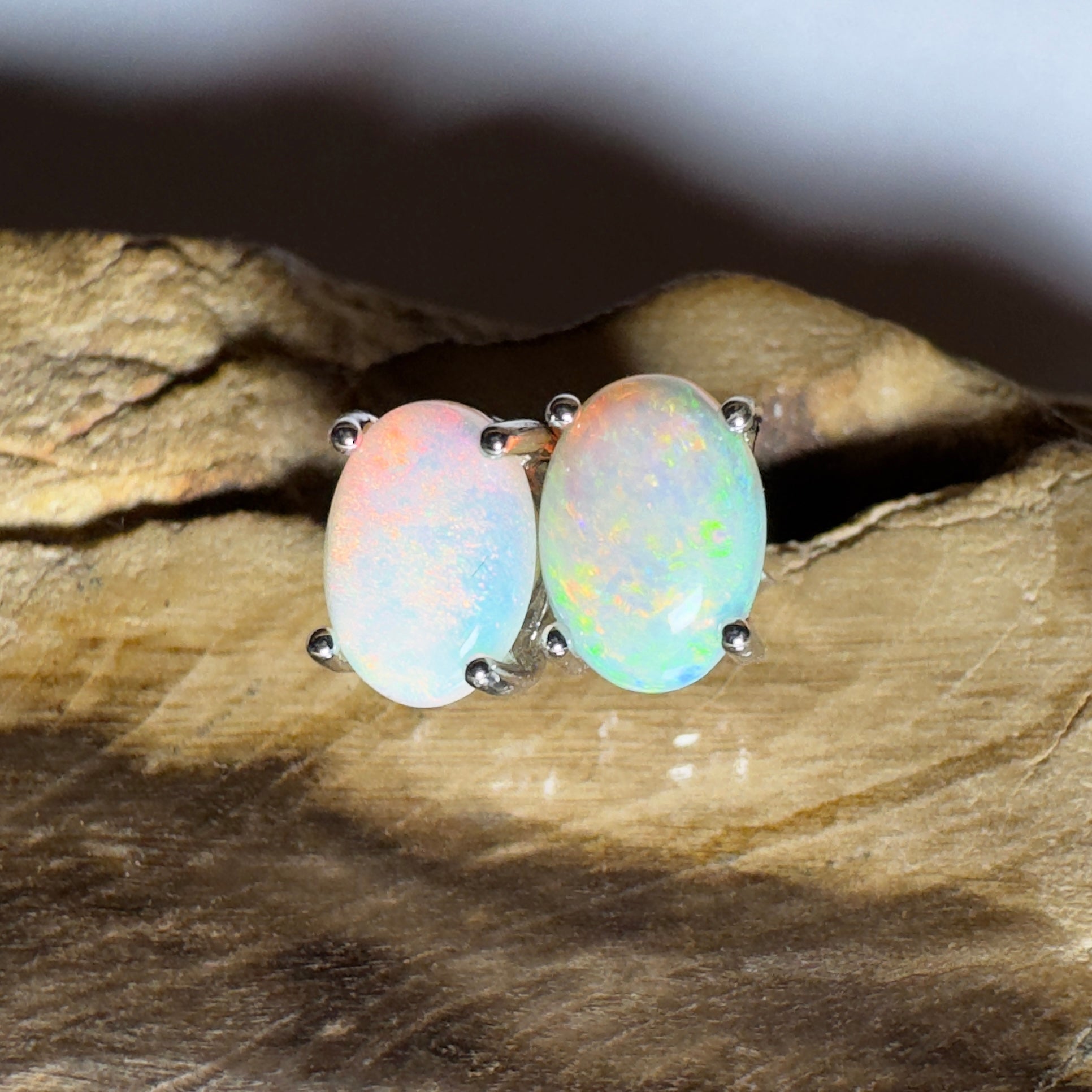 Ningaloo Spark ~ 1.6ct Coober Pedy Opal Sterling Silver Earrings