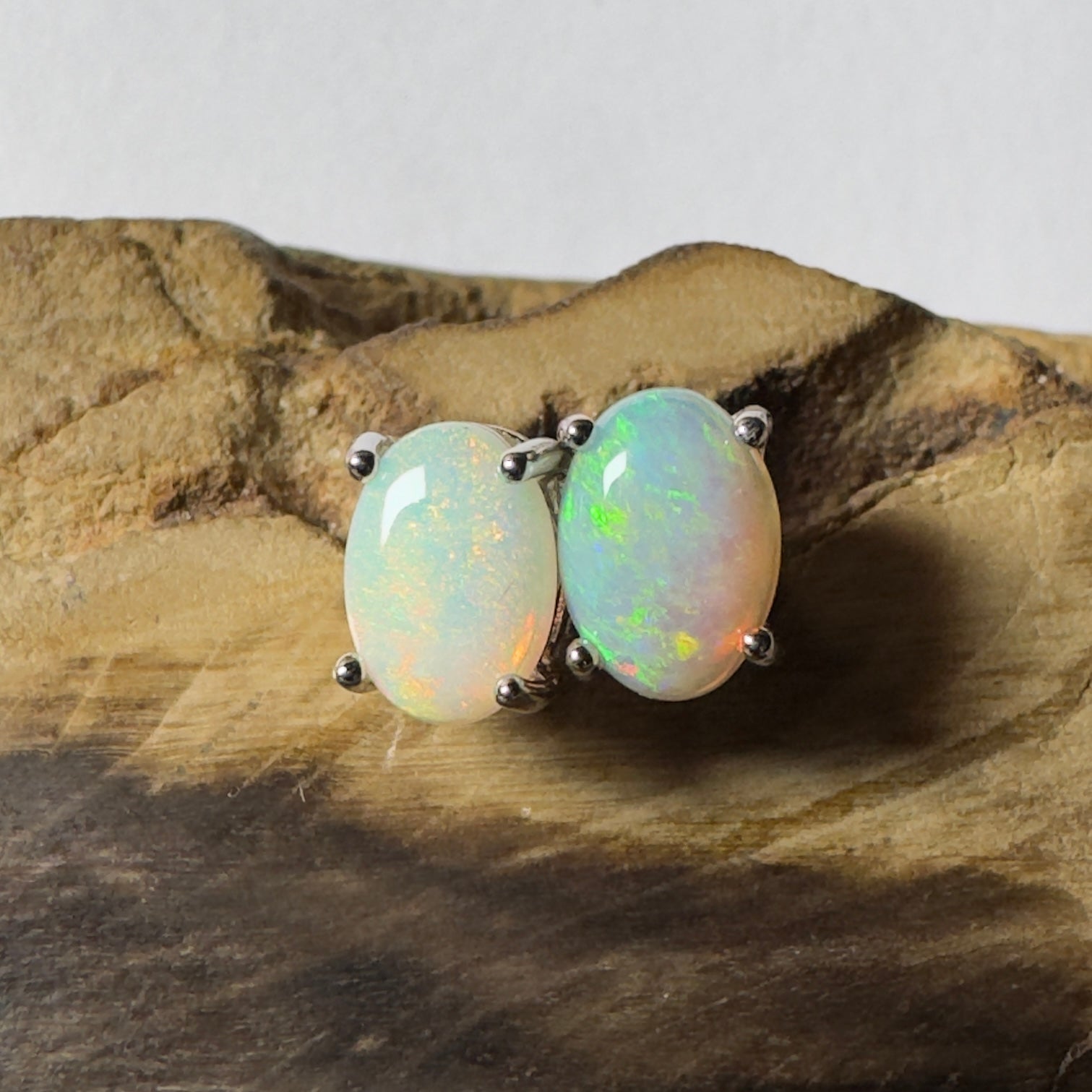 Ningaloo Spark ~ 1.6ct Coober Pedy Opal Sterling Silver Earrings