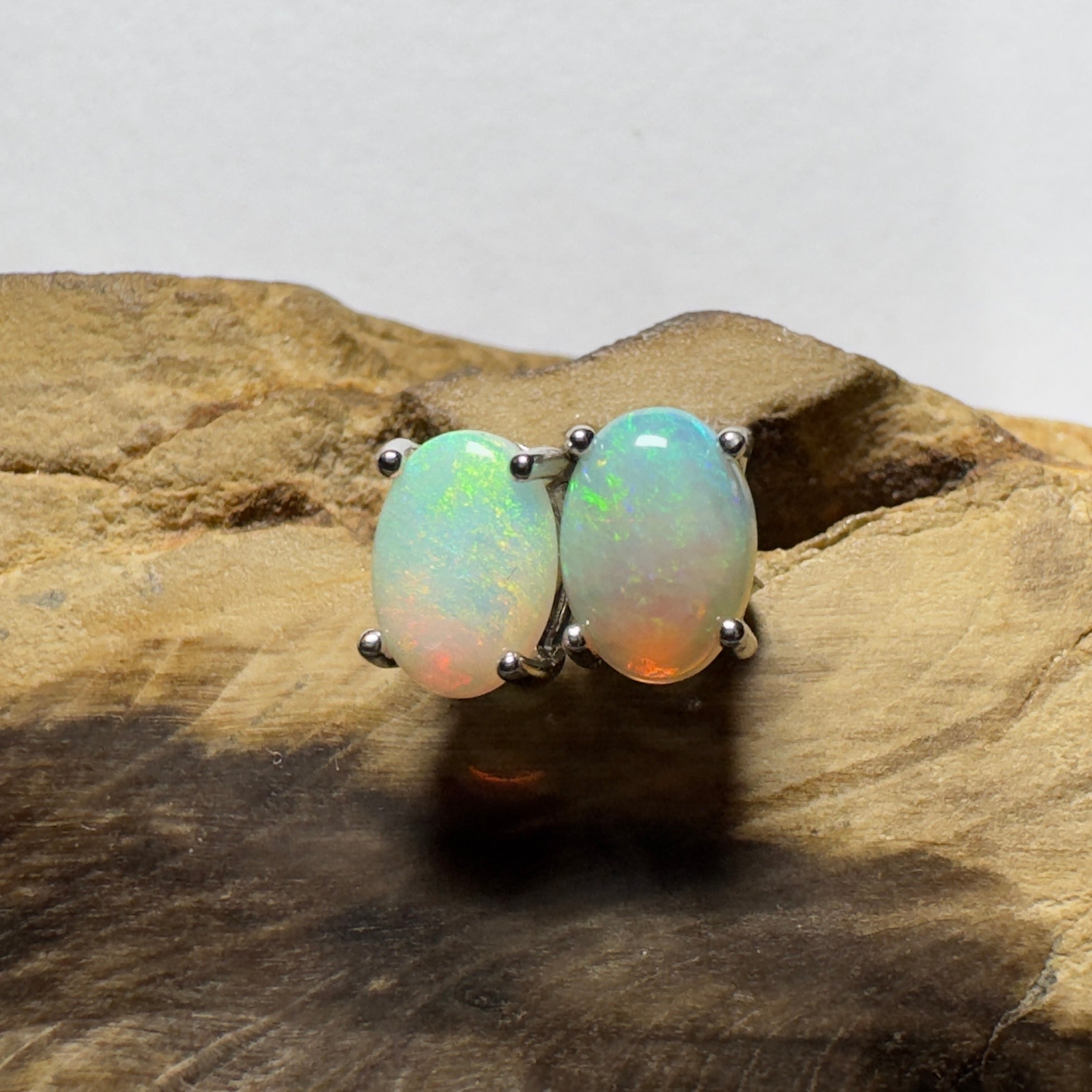 Ningaloo Spark ~ 1.6ct Coober Pedy Opal Sterling Silver Earrings