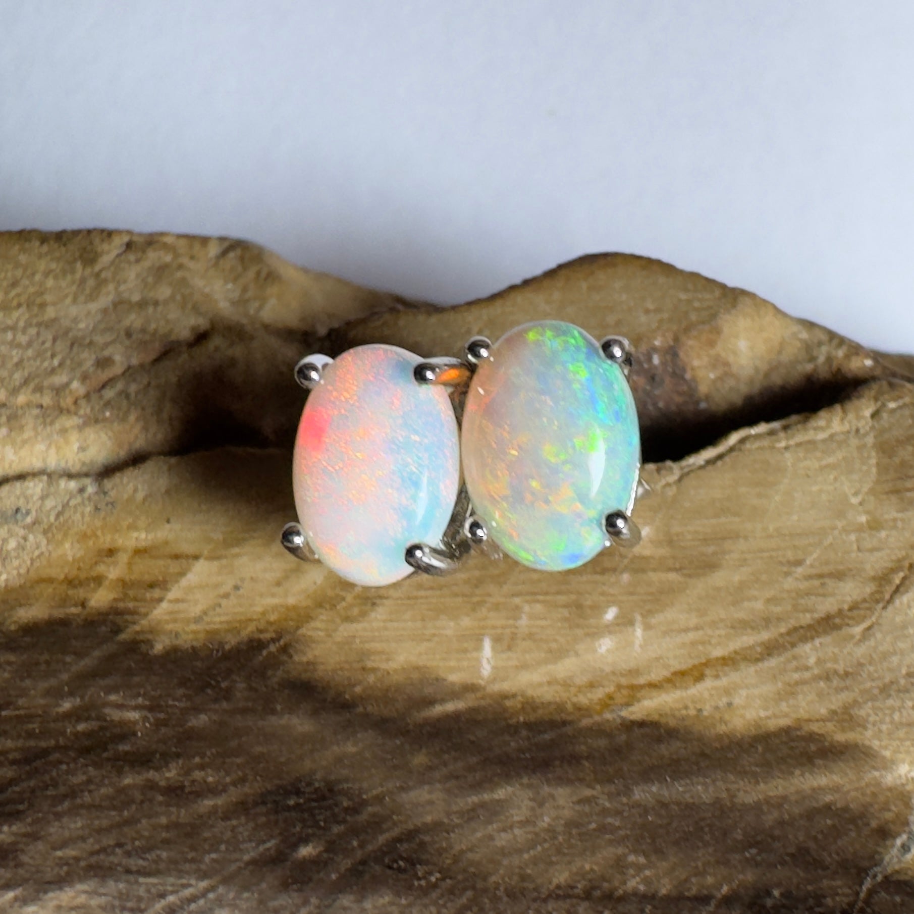 Ningaloo Spark ~ 1.6ct Coober Pedy Opal Sterling Silver Earrings