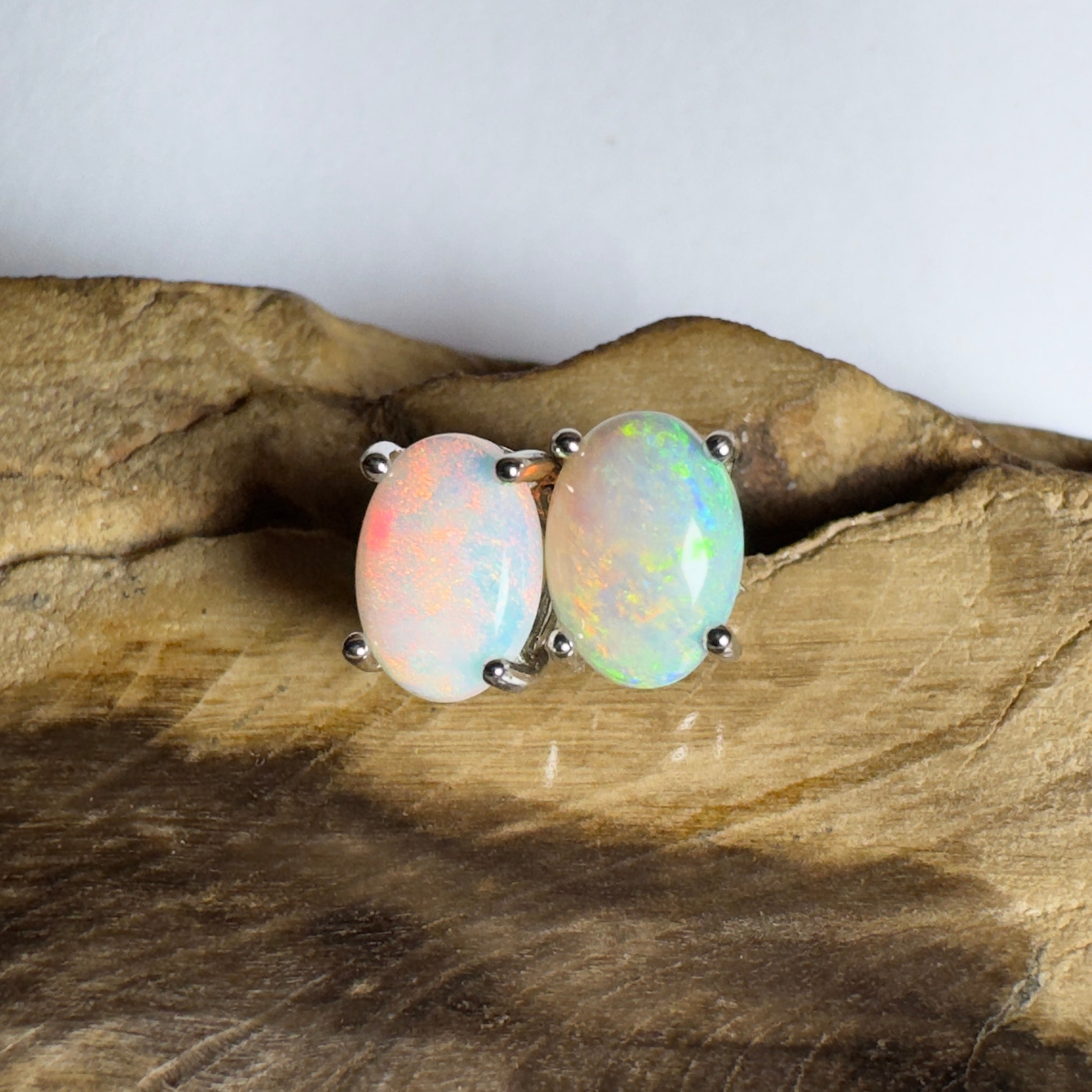 Ningaloo Spark ~ 1.6ct Coober Pedy Opal Sterling Silver Earrings