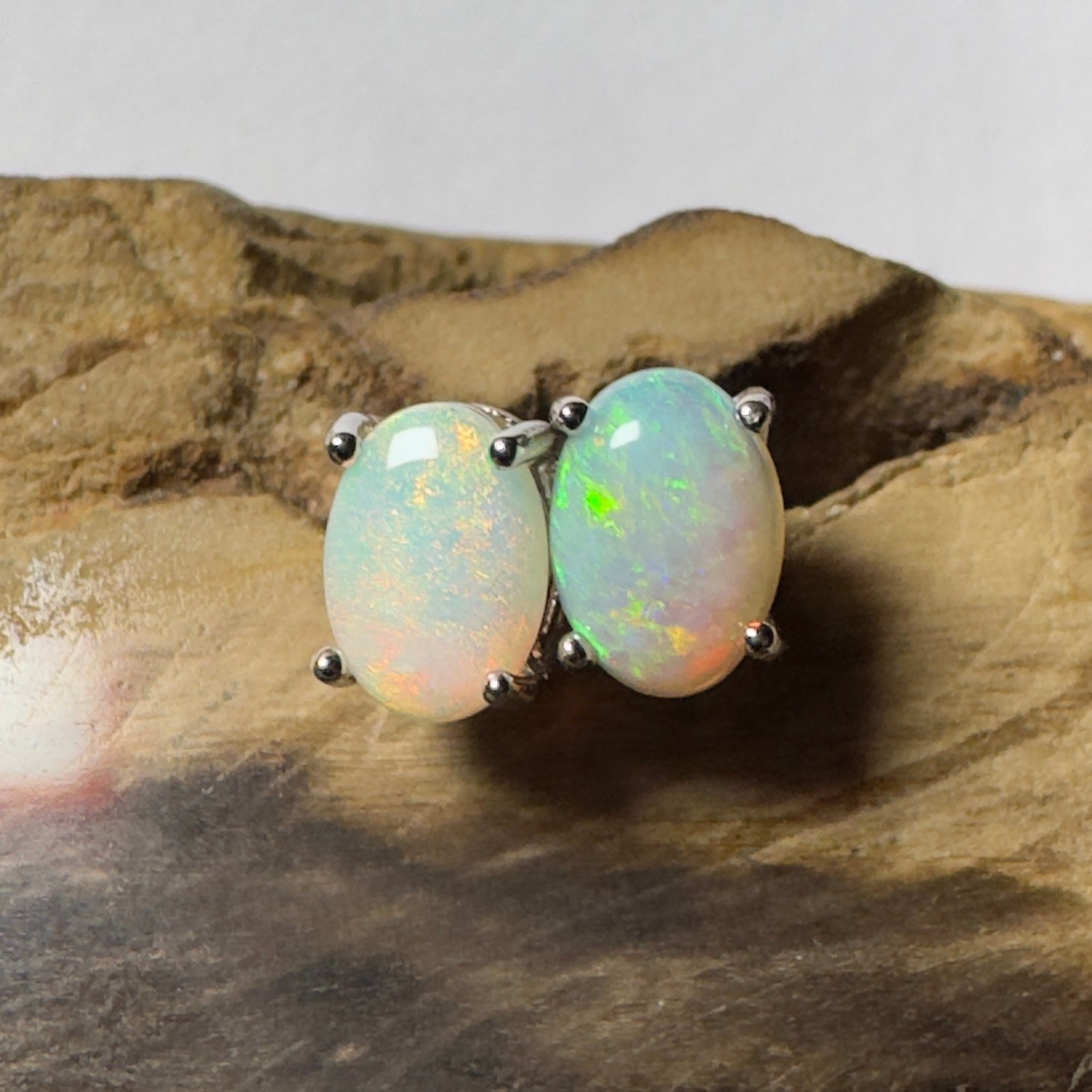 Ningaloo Spark ~ 1.6ct Coober Pedy Opal Sterling Silver Earrings
