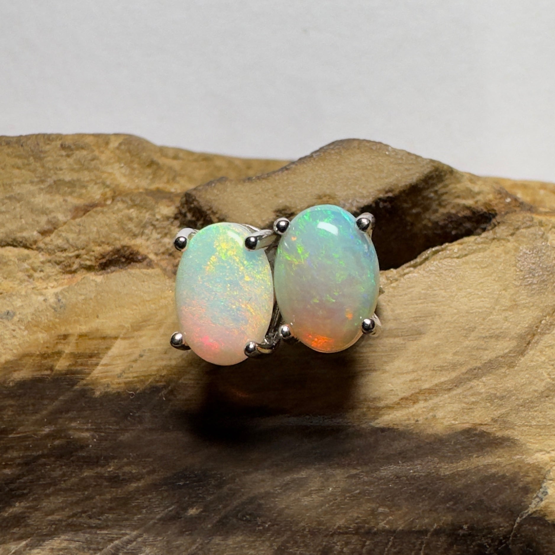 Ningaloo Spark ~ 1.6ct Coober Pedy Opal Sterling Silver Earrings