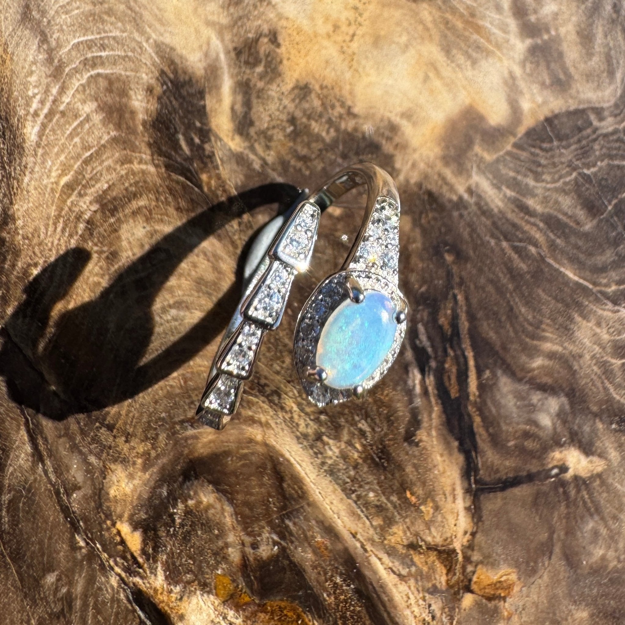Noosa Drift ~ 0.3ct Solid Lightning Ridge Opal 925 Silver Ring