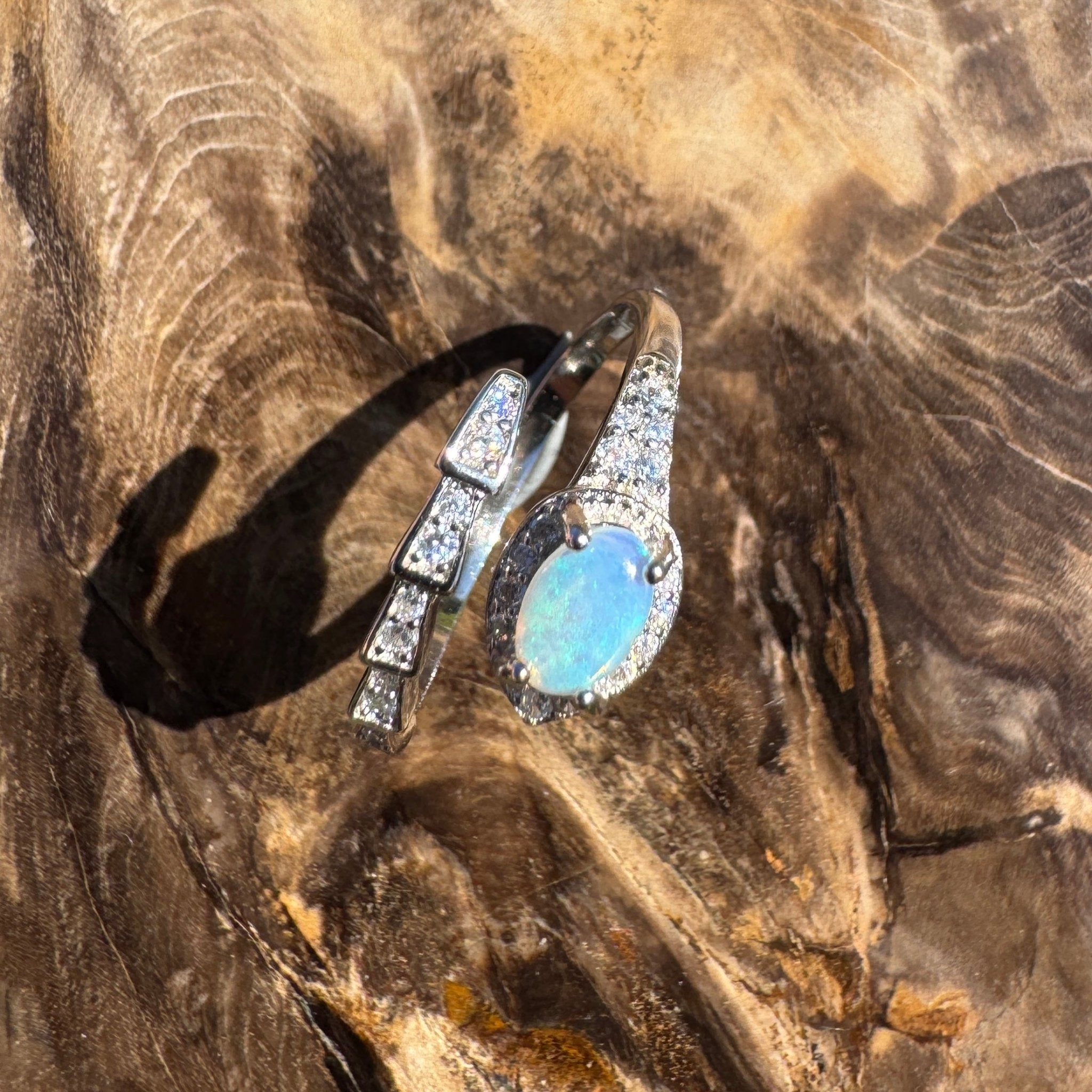 Noosa Drift ~ 0.3ct Solid Lightning Ridge Opal 925 Silver Ring