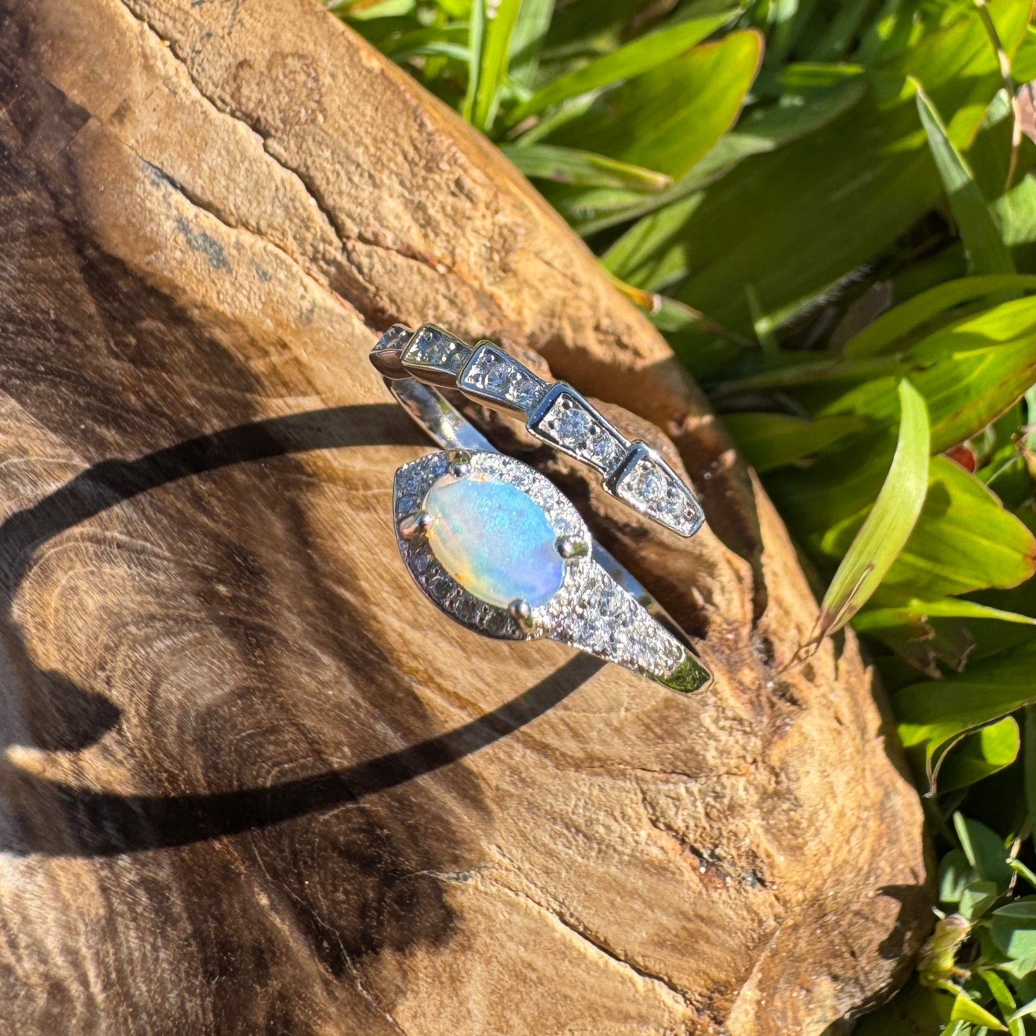Noosa Drift ~ 0.3ct Solid Lightning Ridge Opal 925 Silver Ring