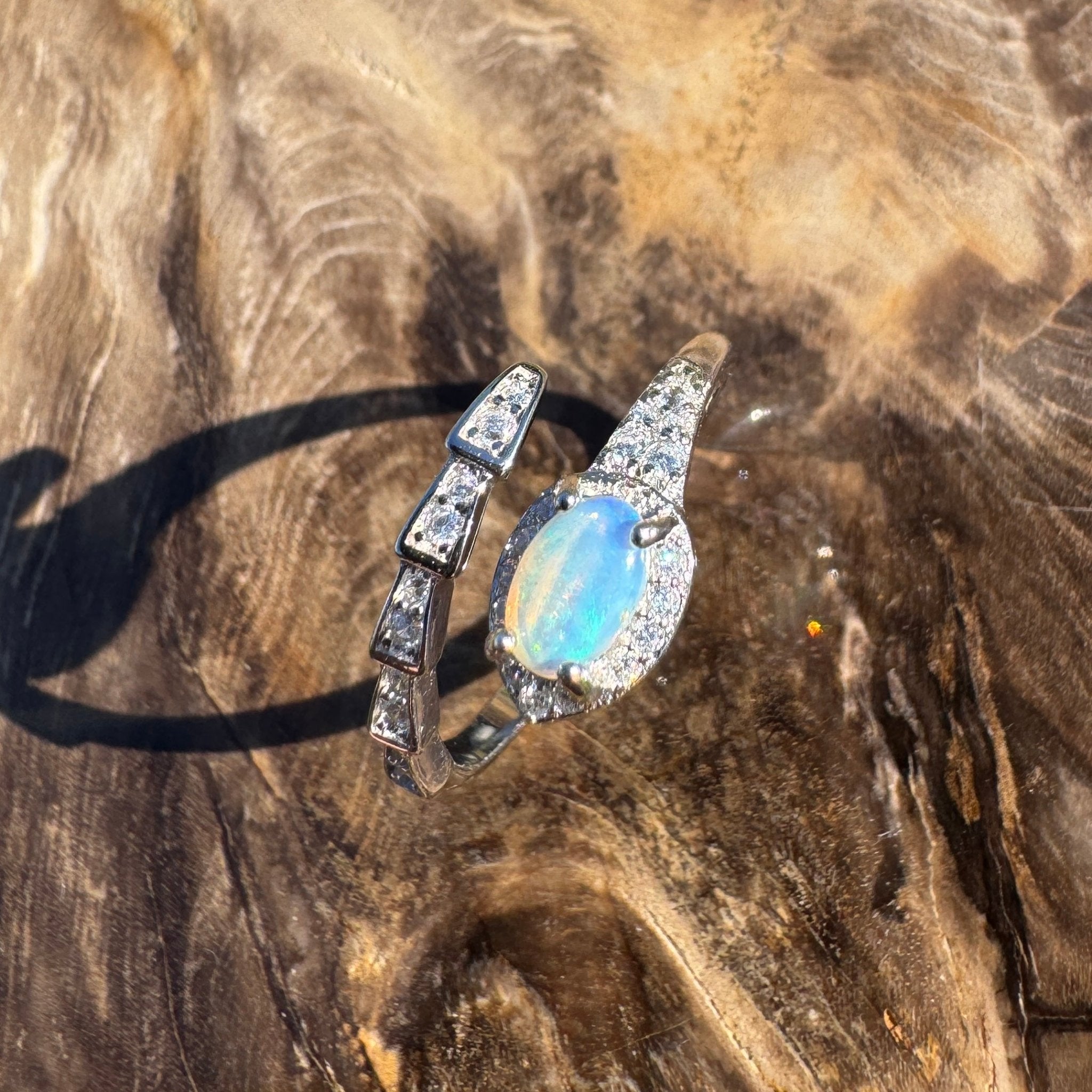 Noosa Drift ~ 0.3ct Solid Lightning Ridge Opal 925 Silver Ring