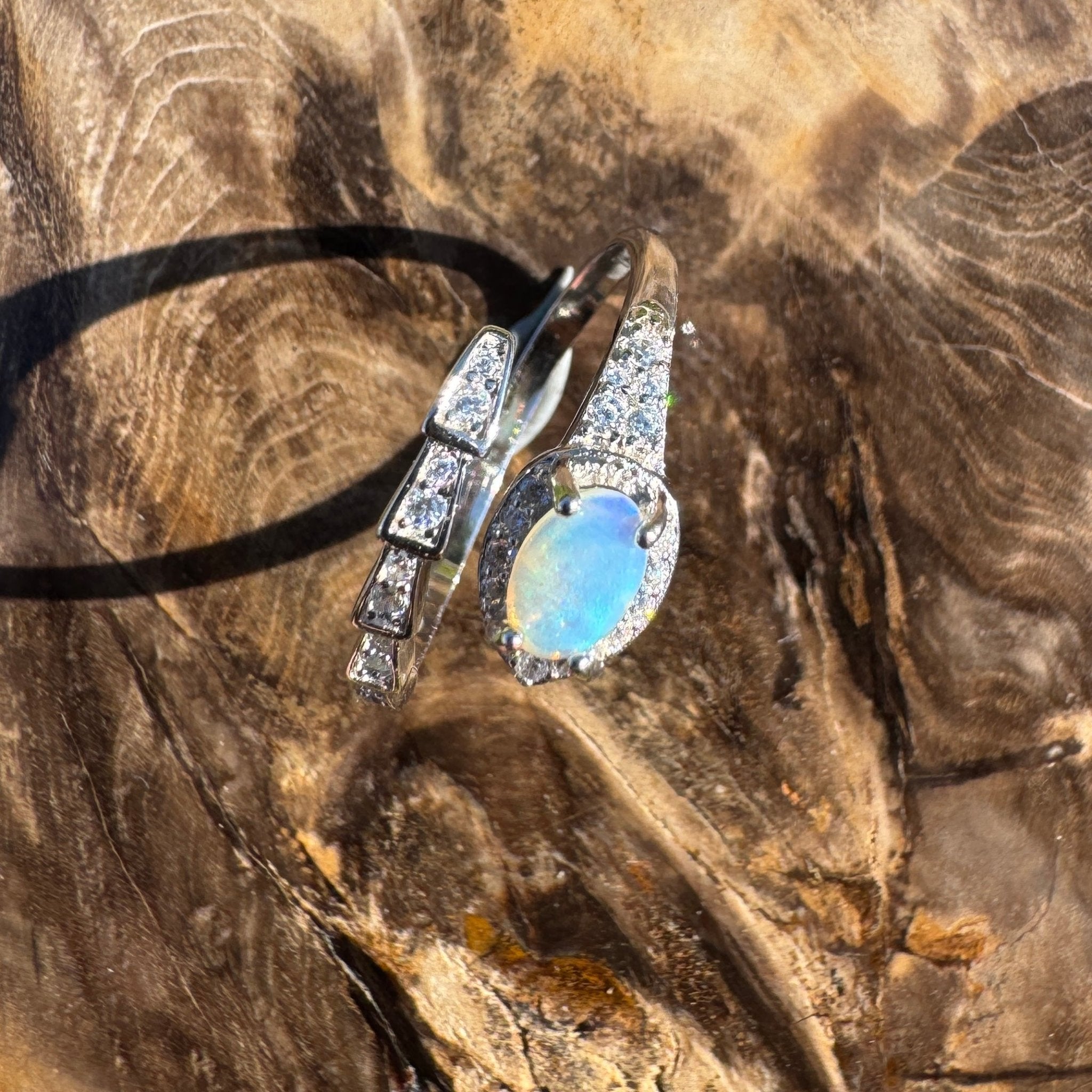 Noosa Drift ~ 0.3ct Solid Lightning Ridge Opal 925 Silver Ring