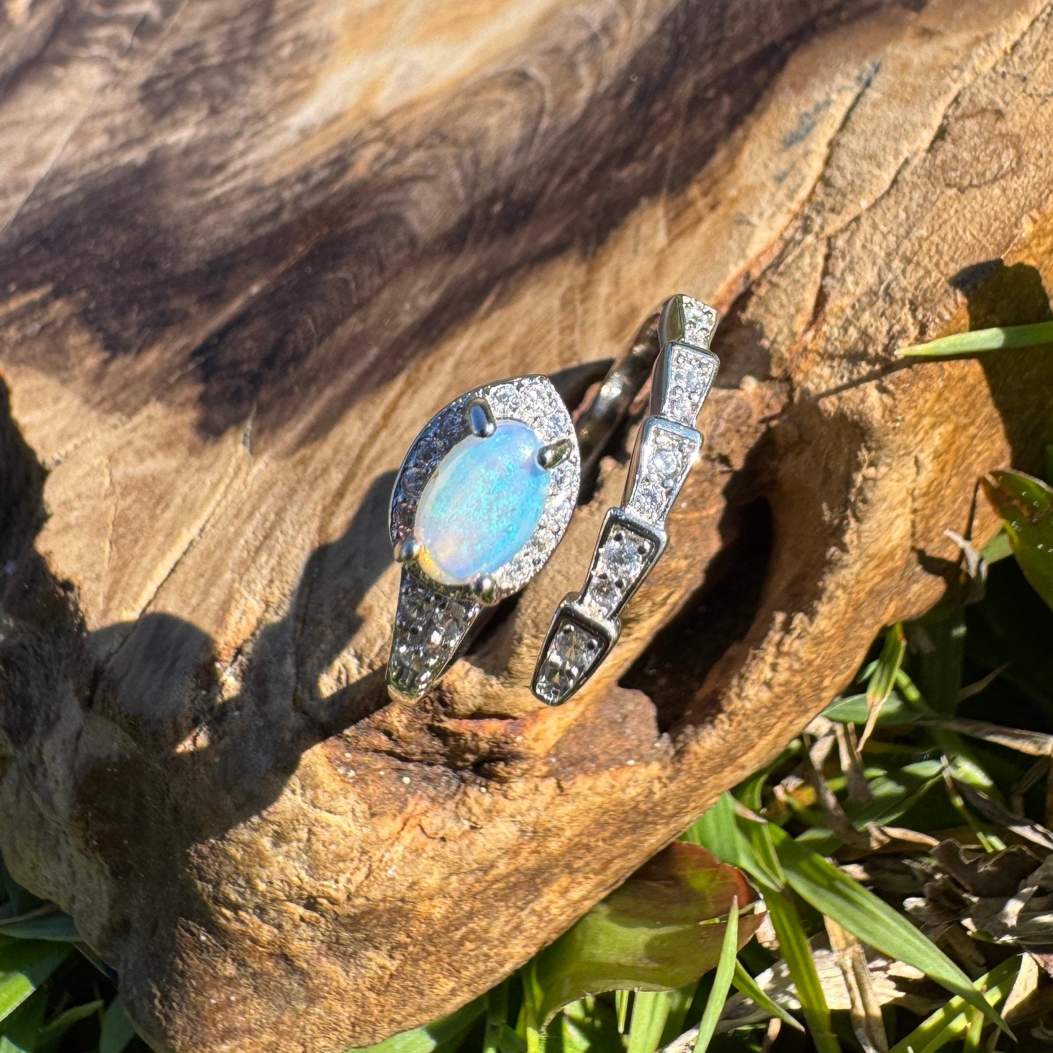 Noosa Drift ~ 0.3ct Solid Lightning Ridge Opal 925 Silver Ring