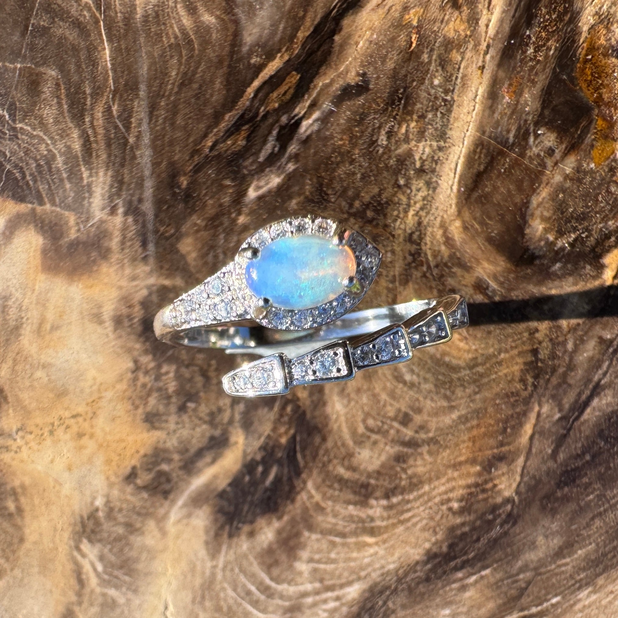 Noosa Drift ~ 0.3ct Solid Lightning Ridge Opal 925 Silver Ring