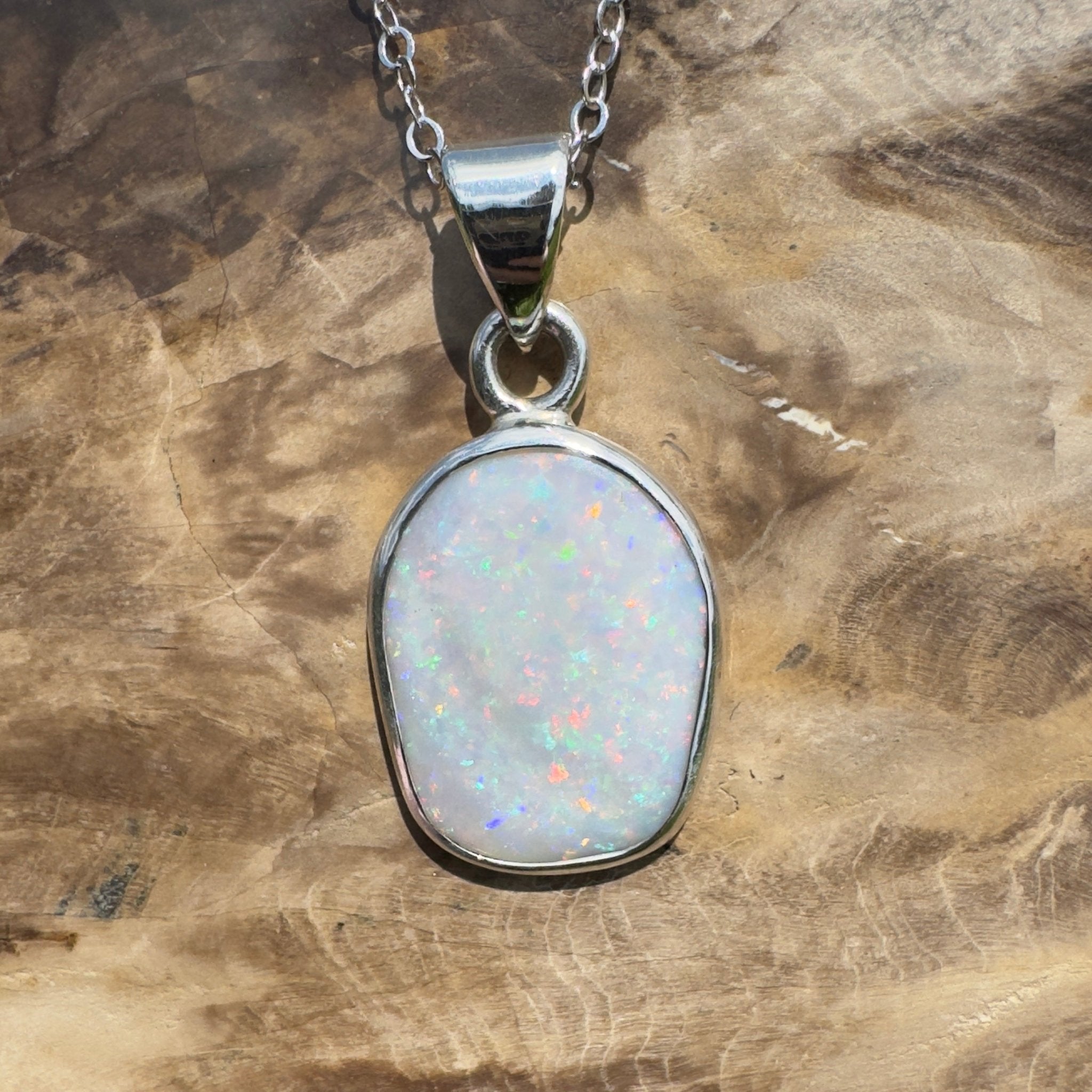 Noosa Moon ~ 4.5ct Lightning Ridge Opal 925 Silver Pendant