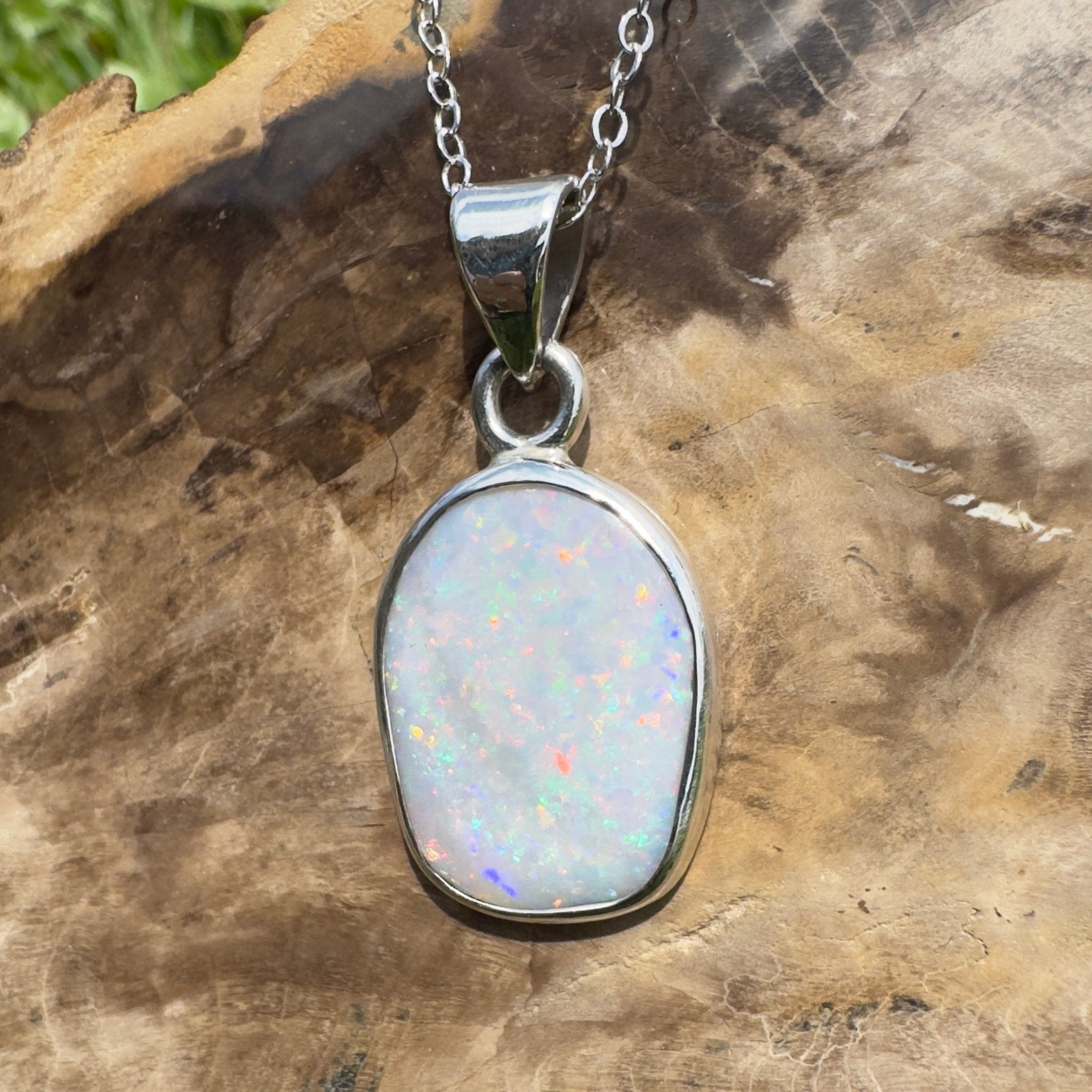 Noosa Moon ~ 4.5ct Lightning Ridge Opal 925 Silver Pendant