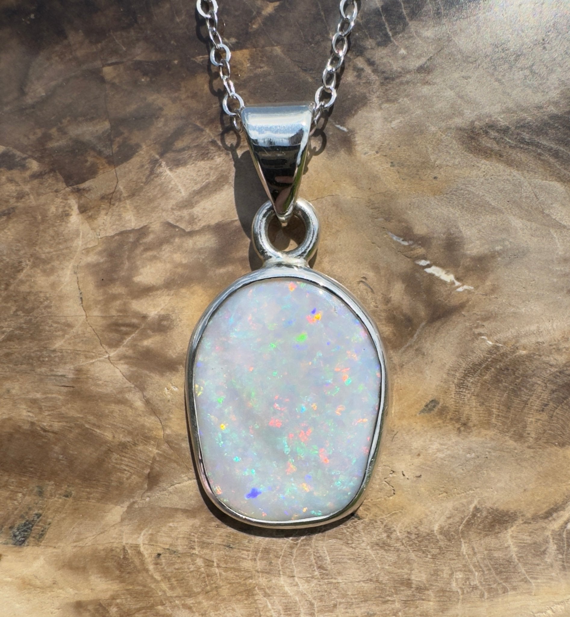 Noosa Moon ~ 4.5ct Lightning Ridge Opal 925 Silver Pendant