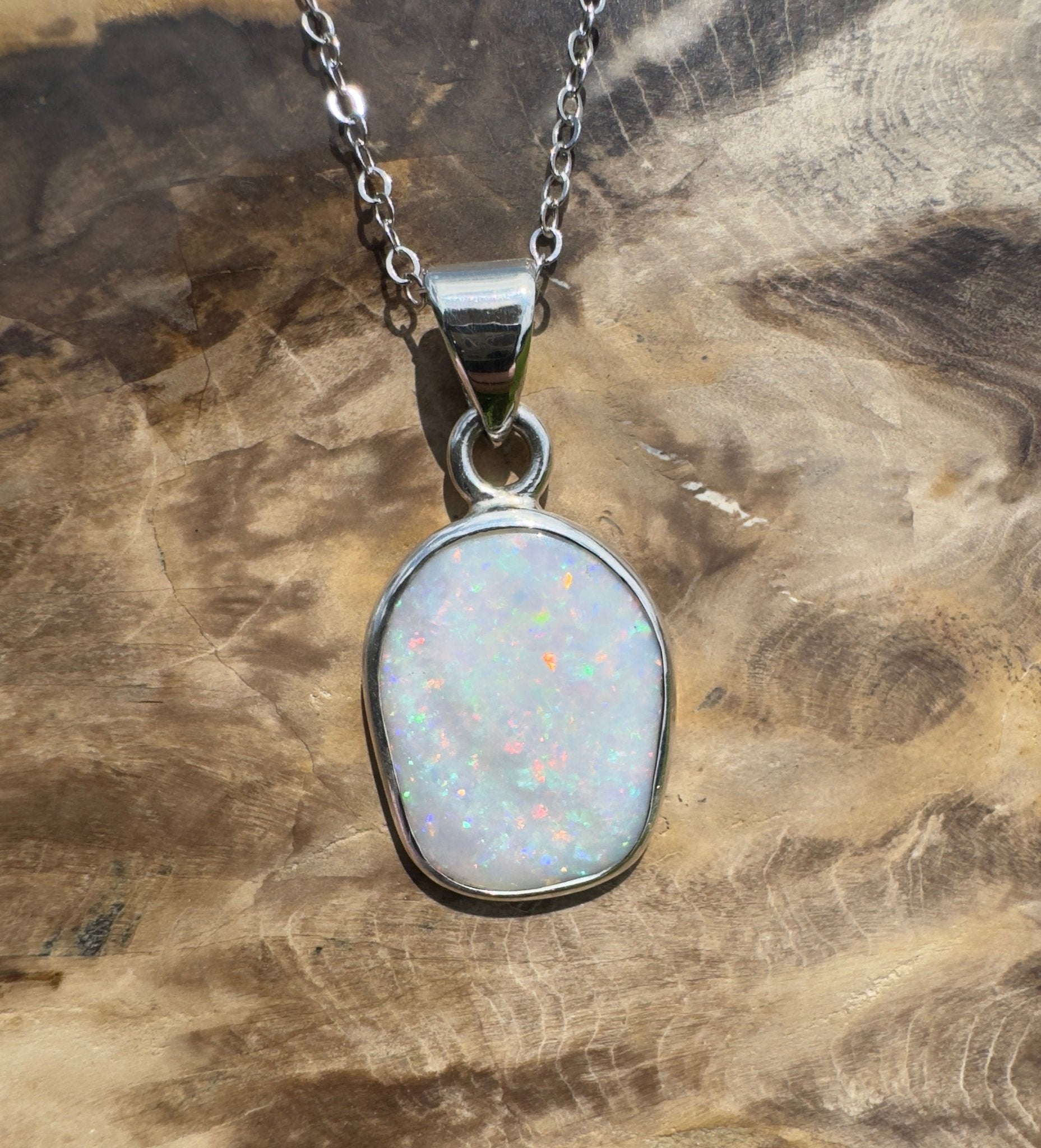 Noosa Moon ~ 4.5ct Lightning Ridge Opal 925 Silver Pendant