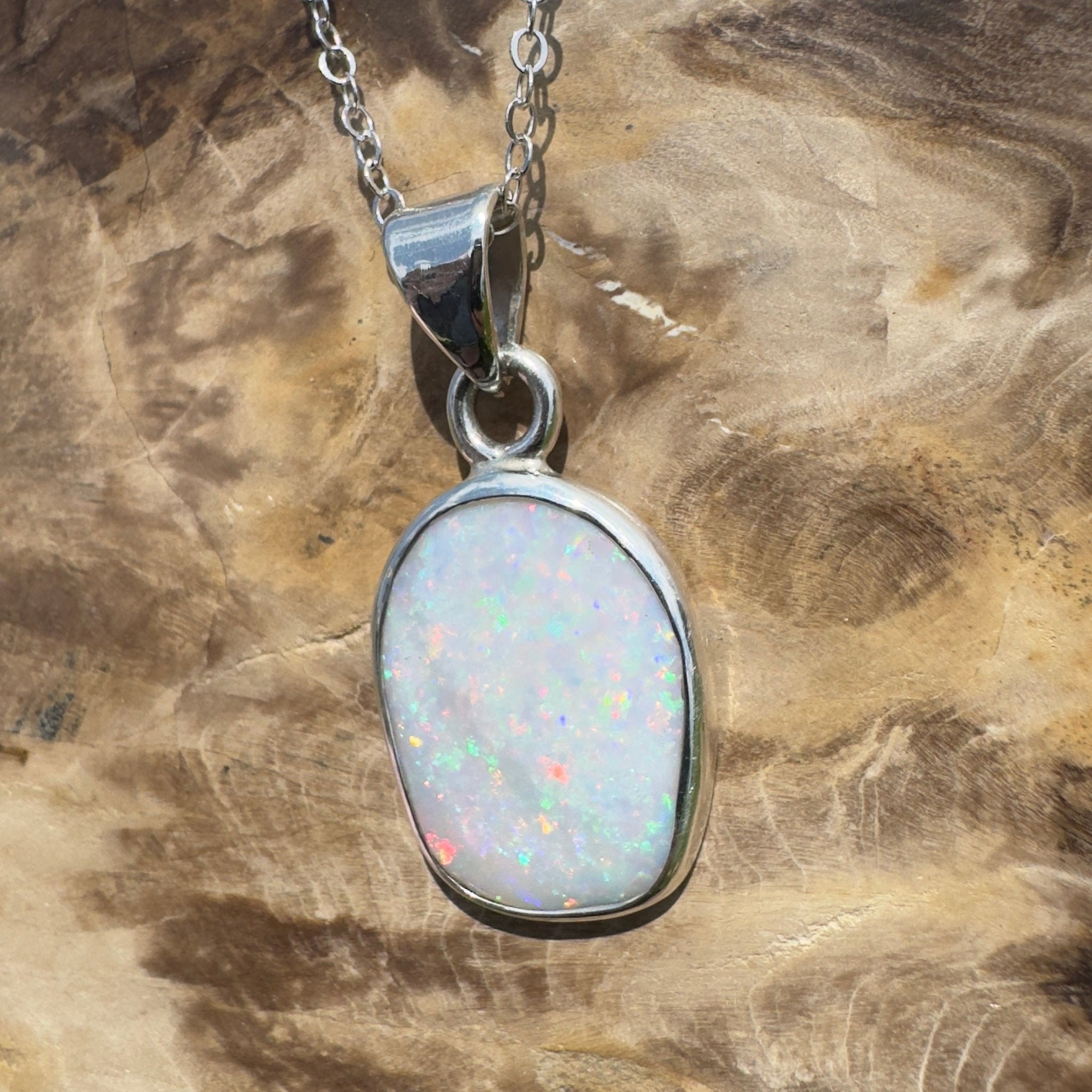 Noosa Moon ~ 4.5ct Lightning Ridge Opal 925 Silver Pendant