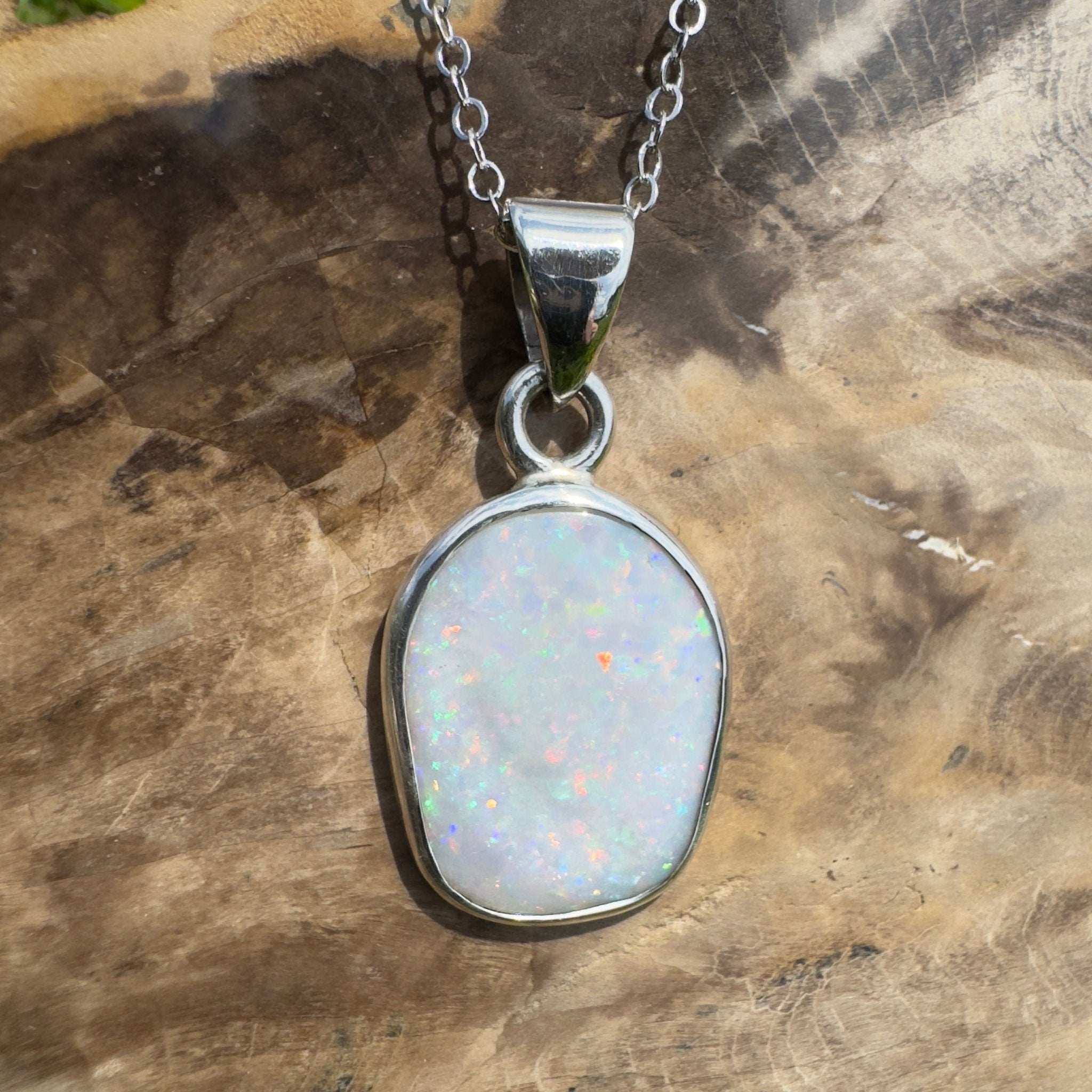 Noosa Moon ~ 4.5ct Lightning Ridge Opal 925 Silver Pendant