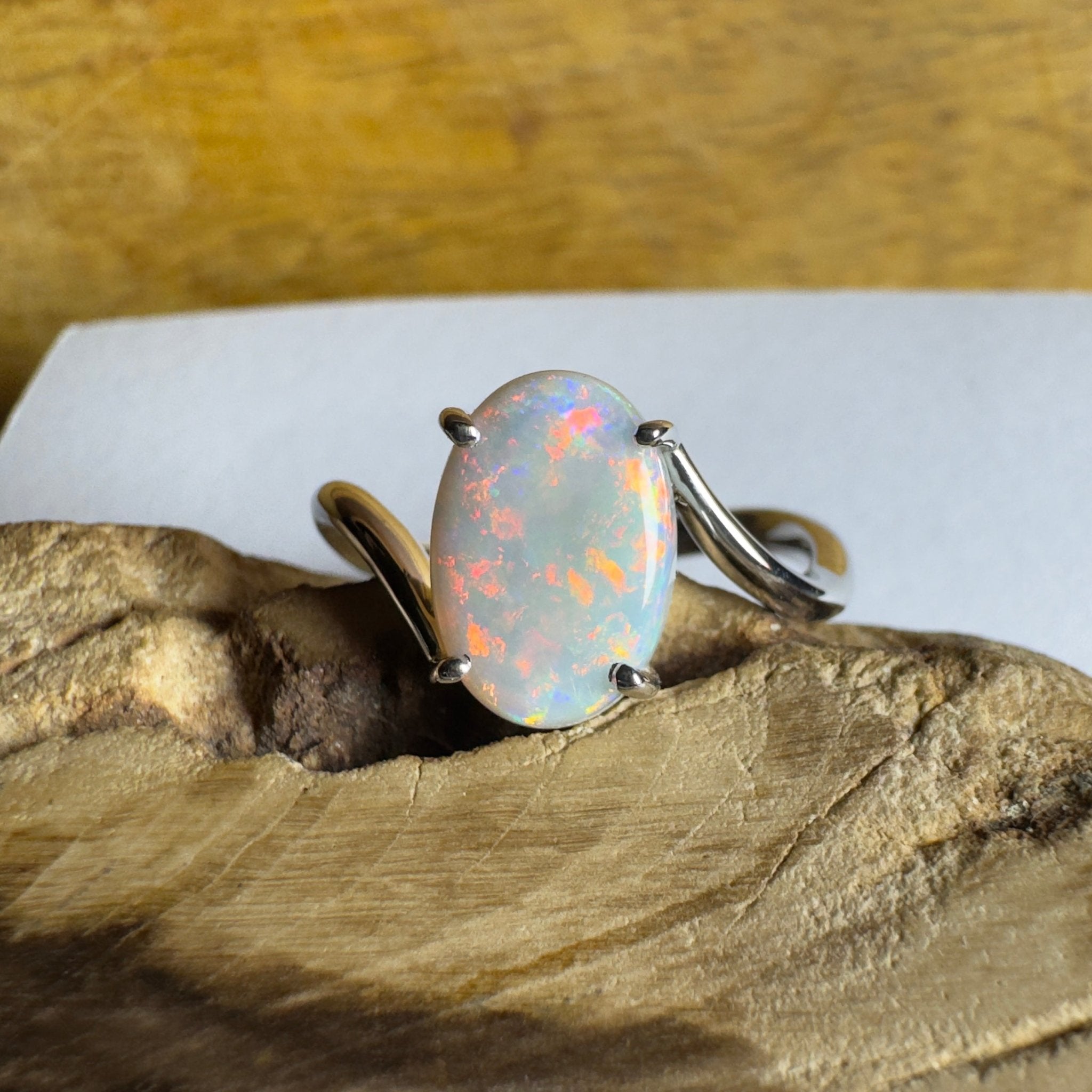 Noosa Sunset - 2ct Solid Coober Pedy Opal 925 Silver Ring