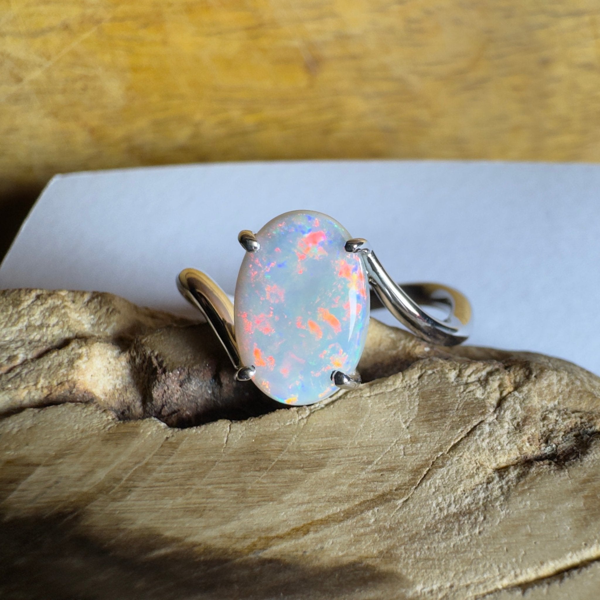 Noosa Sunset - 2ct Solid Coober Pedy Opal 925 Silver Ring