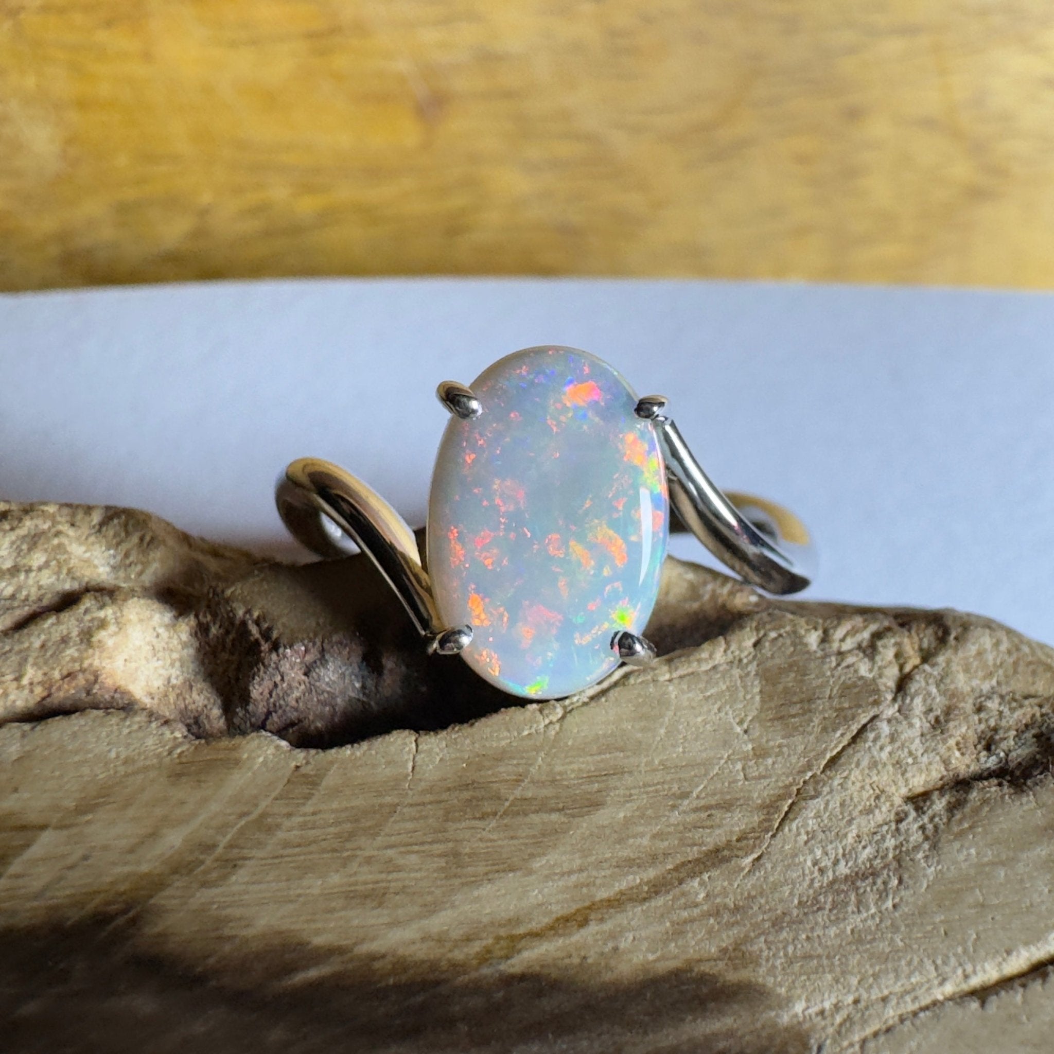 Noosa Sunset - 2ct Solid Coober Pedy Opal 925 Silver Ring
