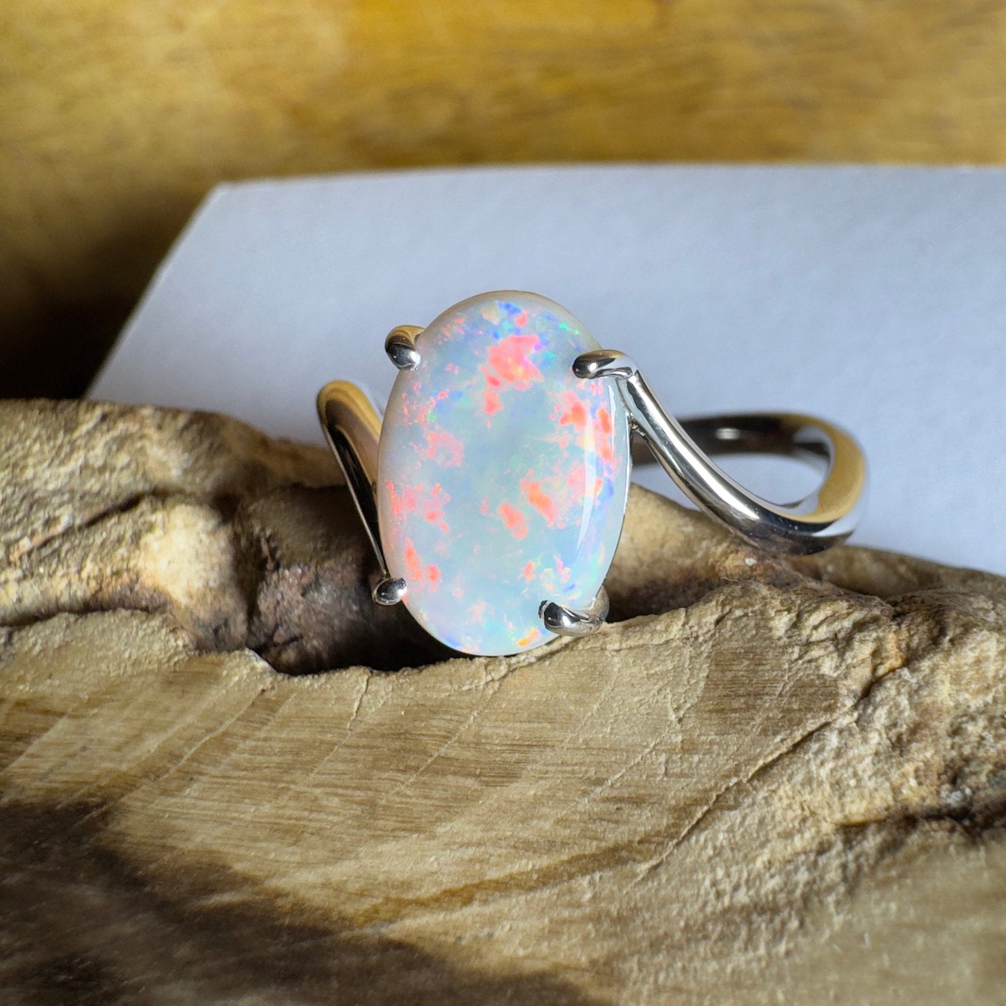 Noosa Sunset - 2ct Solid Coober Pedy Opal 925 Silver Ring