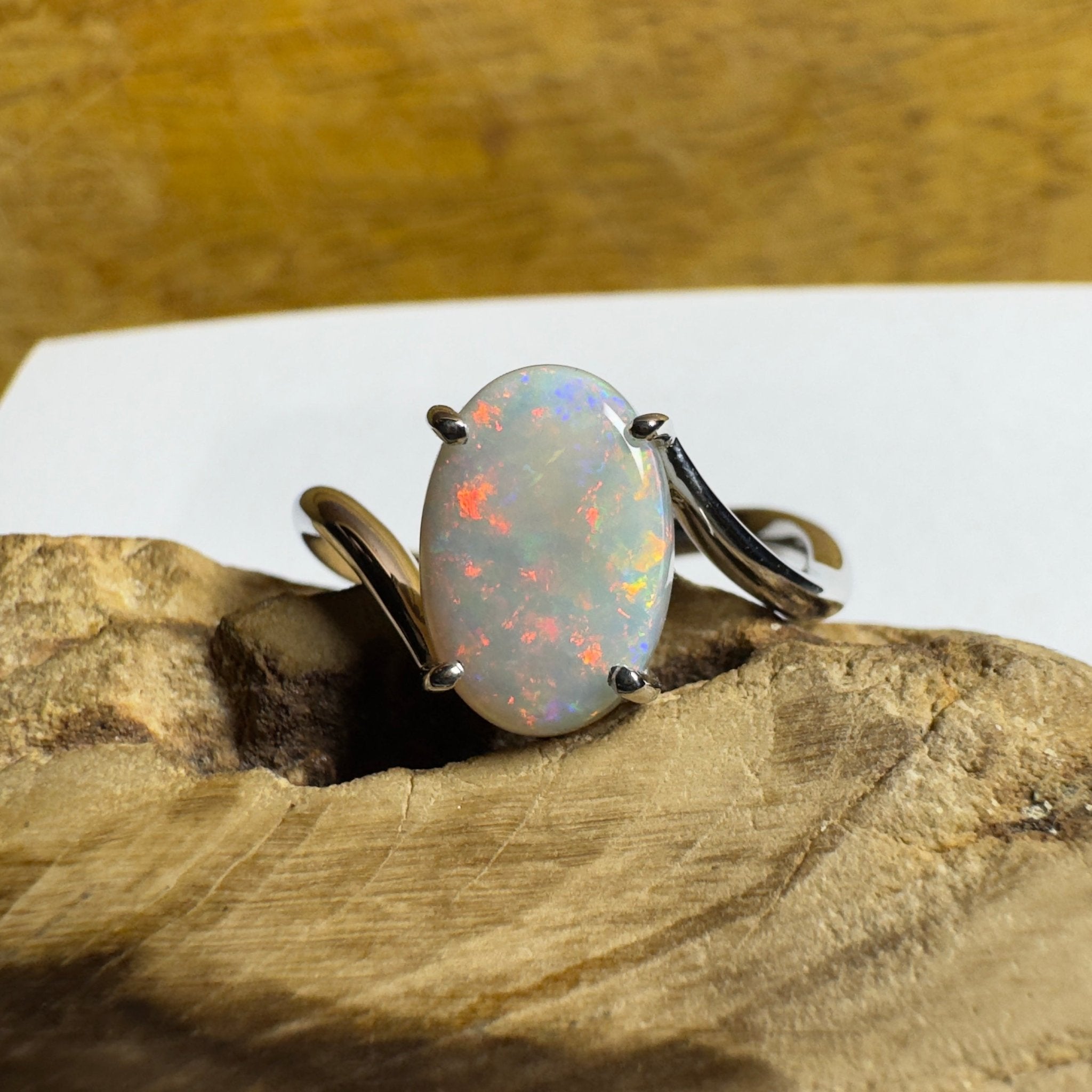Noosa Sunset - 2ct Solid Coober Pedy Opal 925 Silver Ring