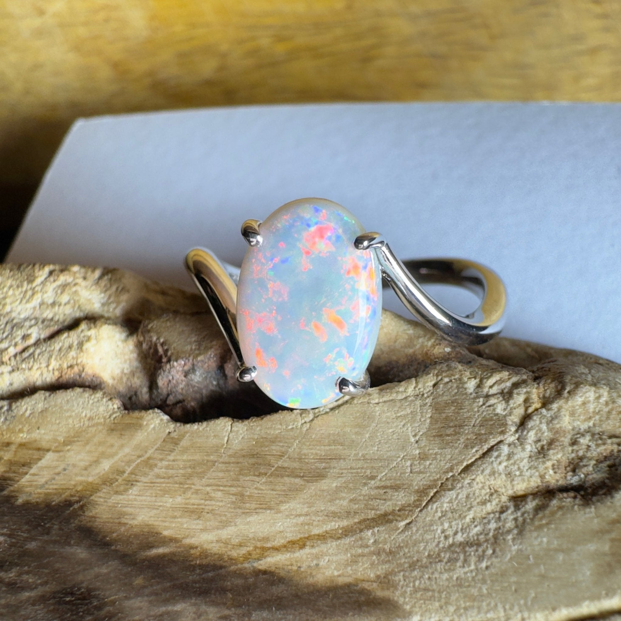 Noosa Sunset - 2ct Solid Coober Pedy Opal 925 Silver Ring