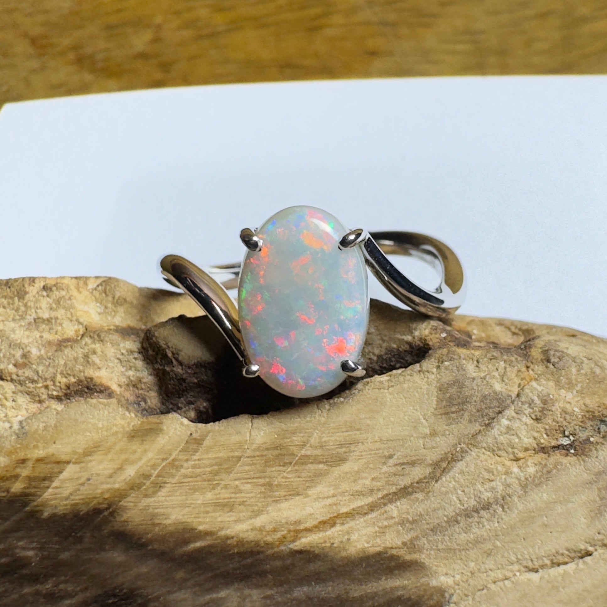 Noosa Sunset - 2ct Solid Coober Pedy Opal 925 Silver Ring