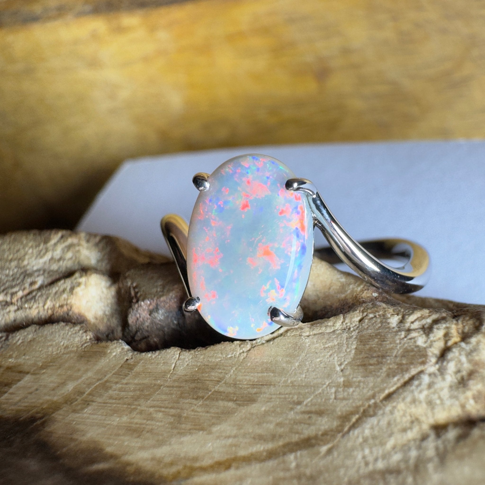 Noosa Sunset - 2ct Solid Coober Pedy Opal 925 Silver Ring
