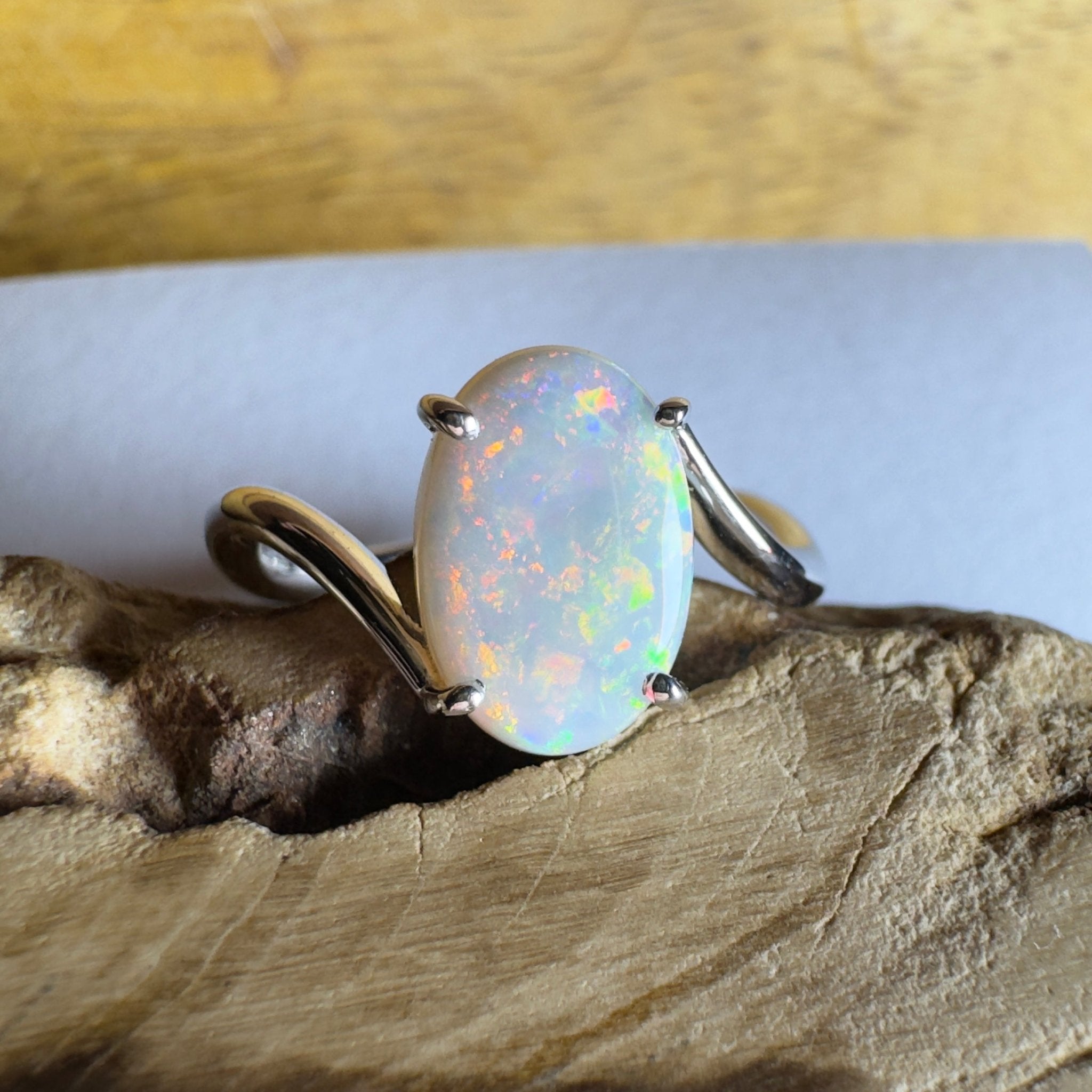 Noosa Sunset - 2ct Solid Coober Pedy Opal 925 Silver Ring
