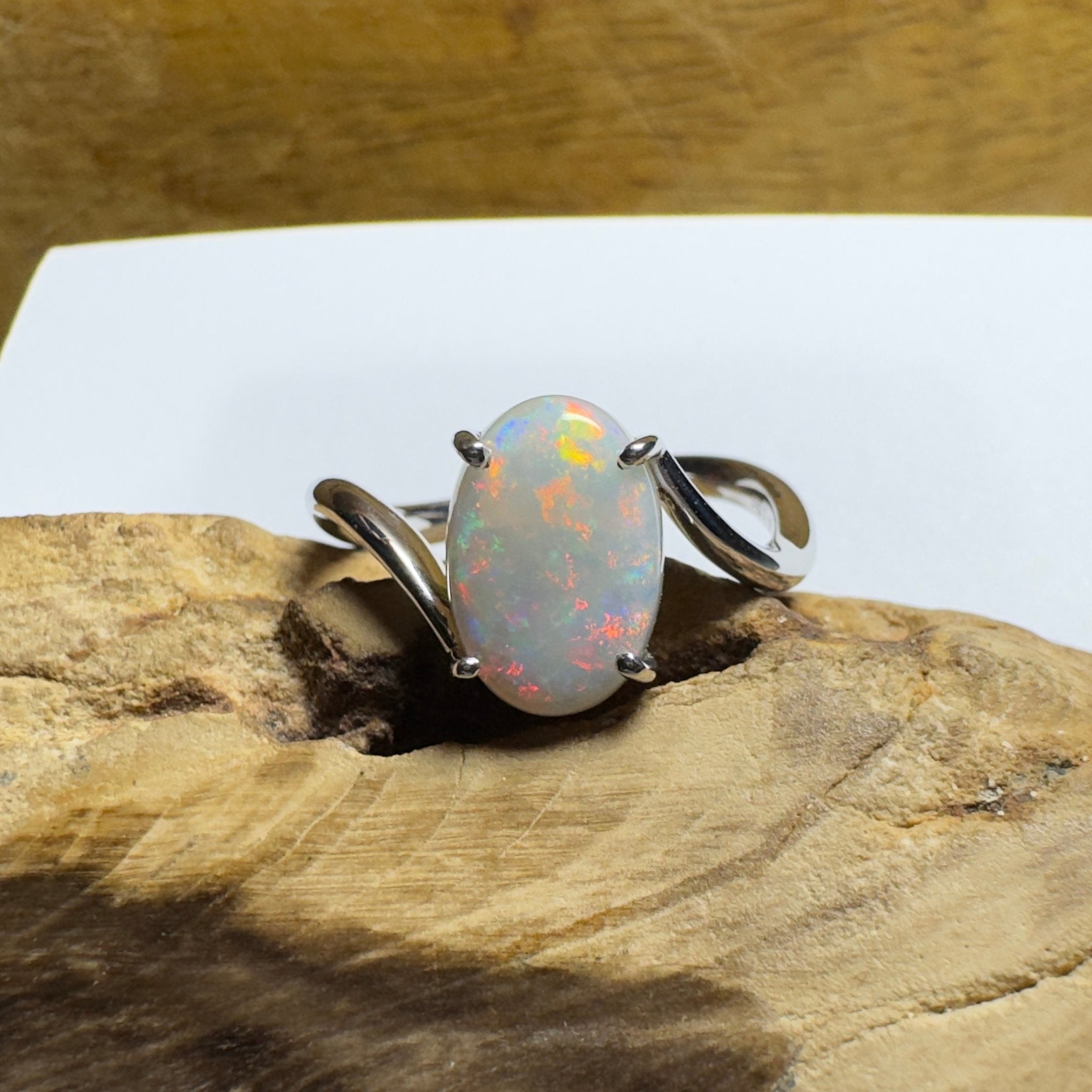 Noosa Sunset - 2ct Solid Coober Pedy Opal 925 Silver Ring