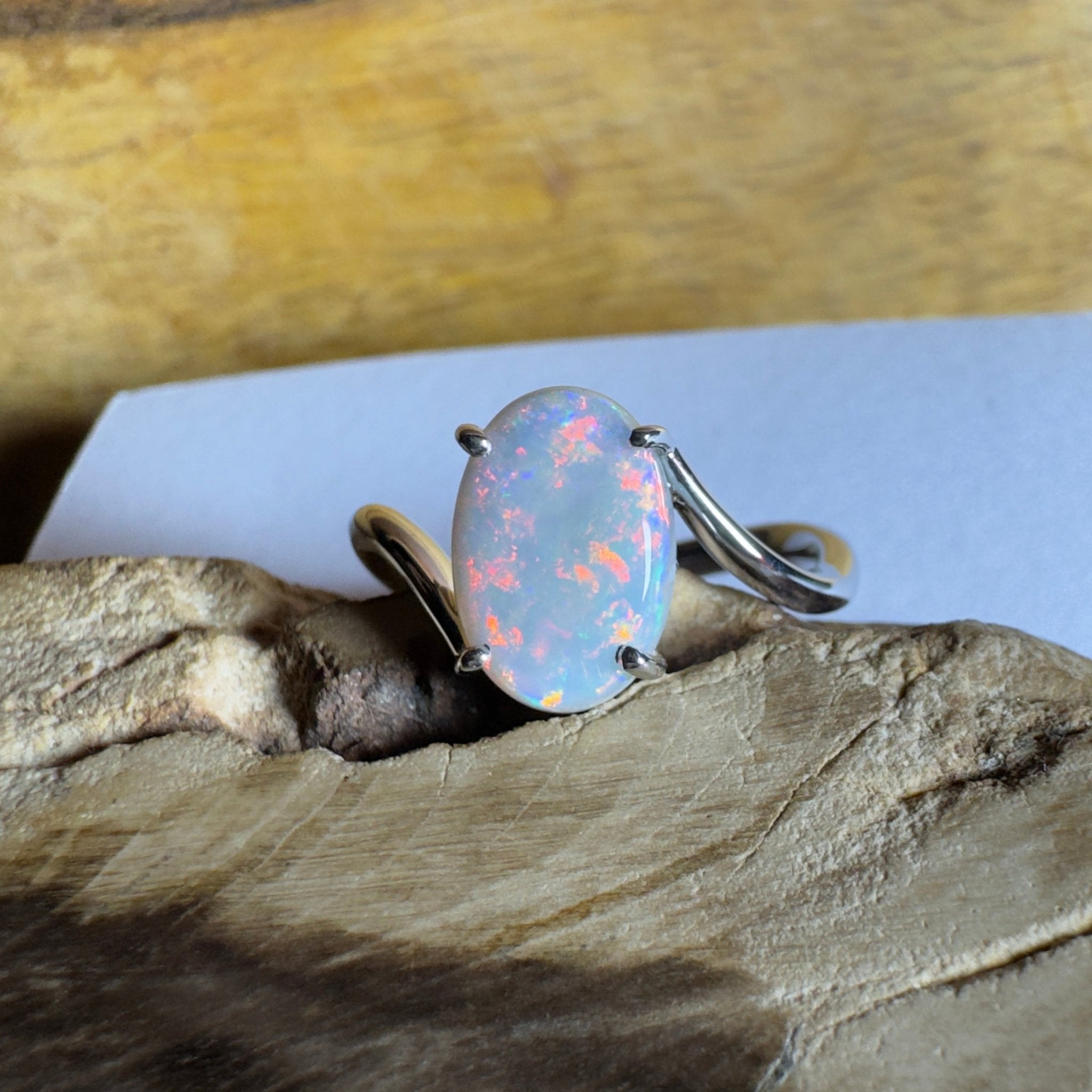 Noosa Sunset - 2ct Solid Coober Pedy Opal 925 Silver Ring