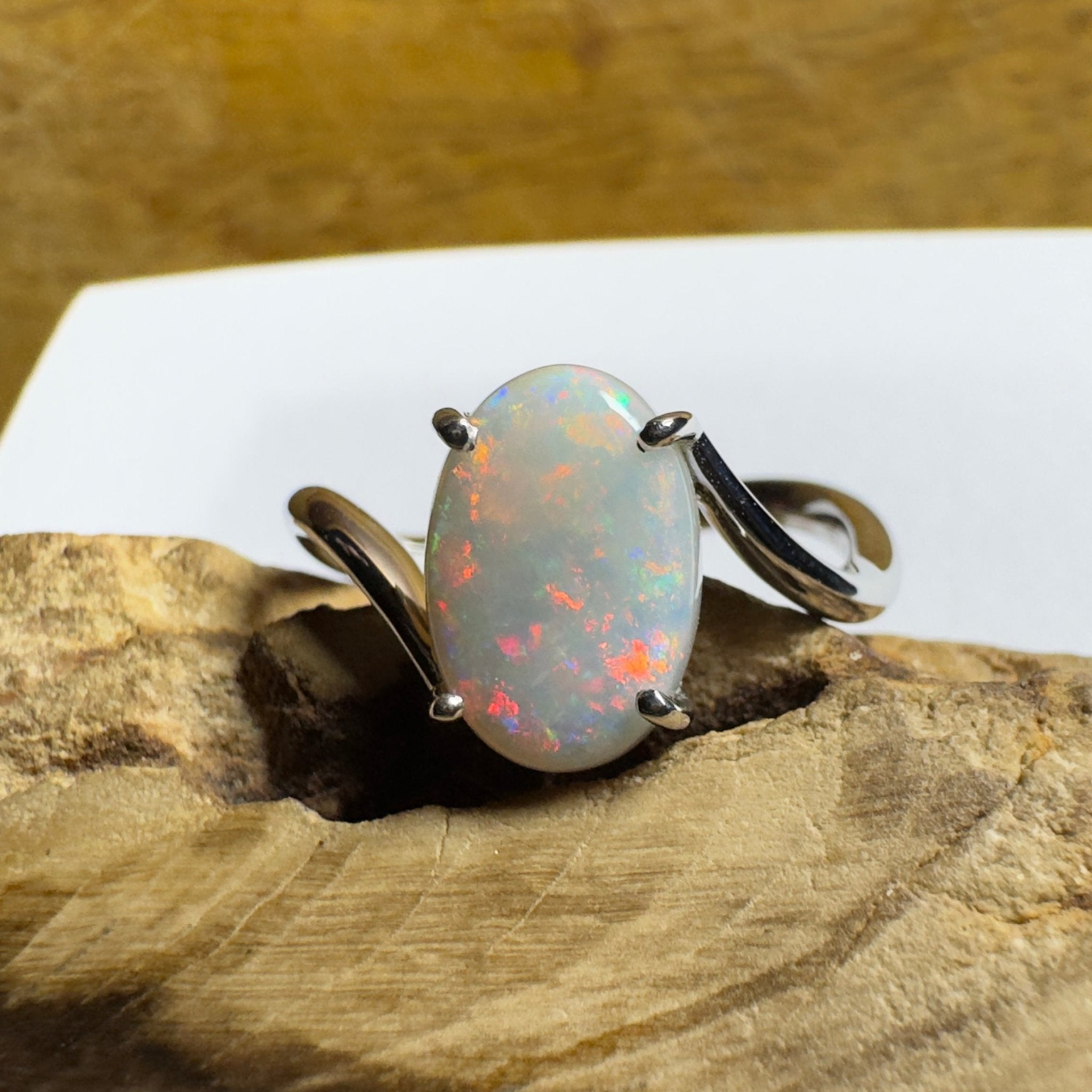Noosa Sunset - 2ct Solid Coober Pedy Opal 925 Silver Ring